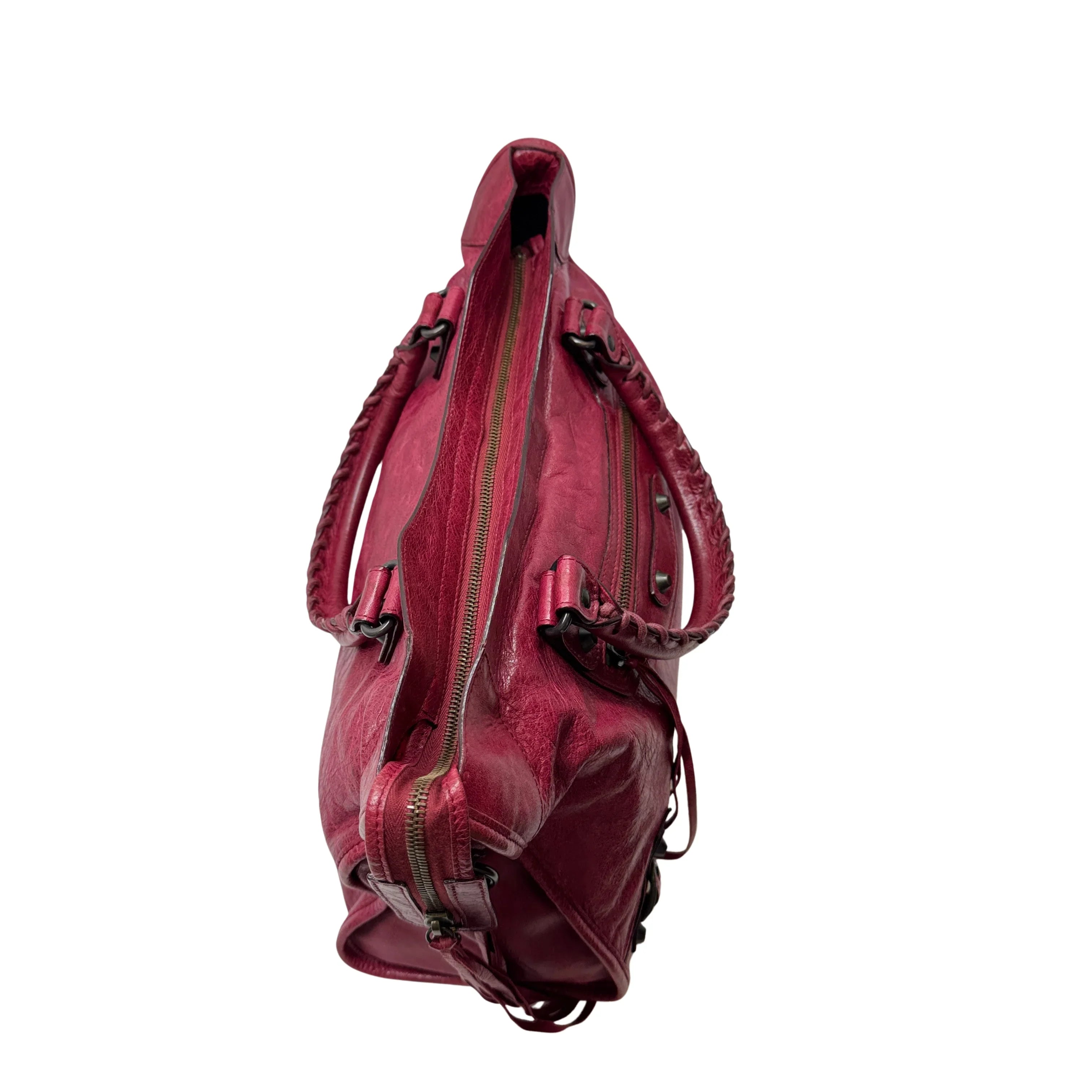 Balenciaga City Bag Small Leather Wine Red - Lost Designer