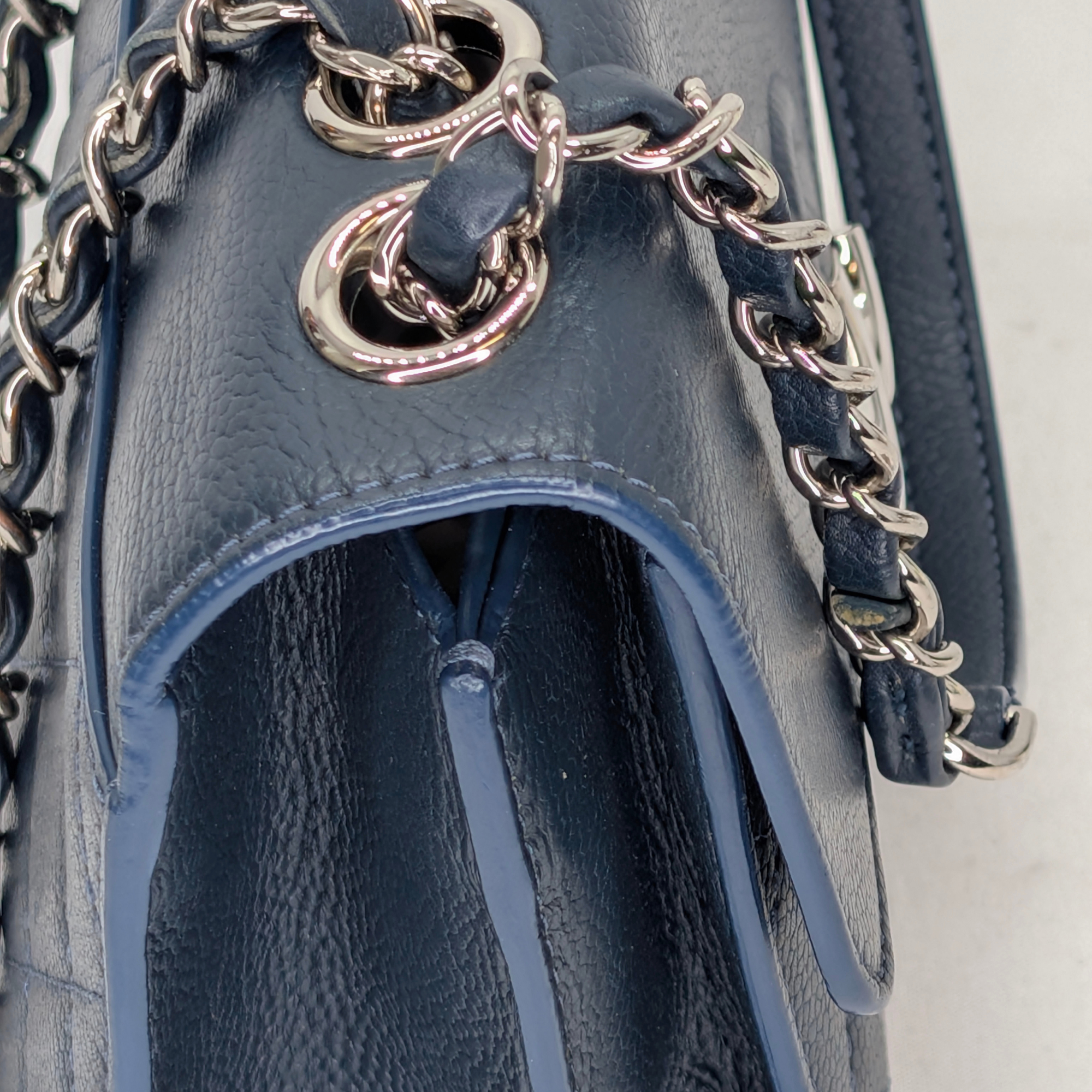 Chanel CC Box Flap Shoulder Bag Navy Blue