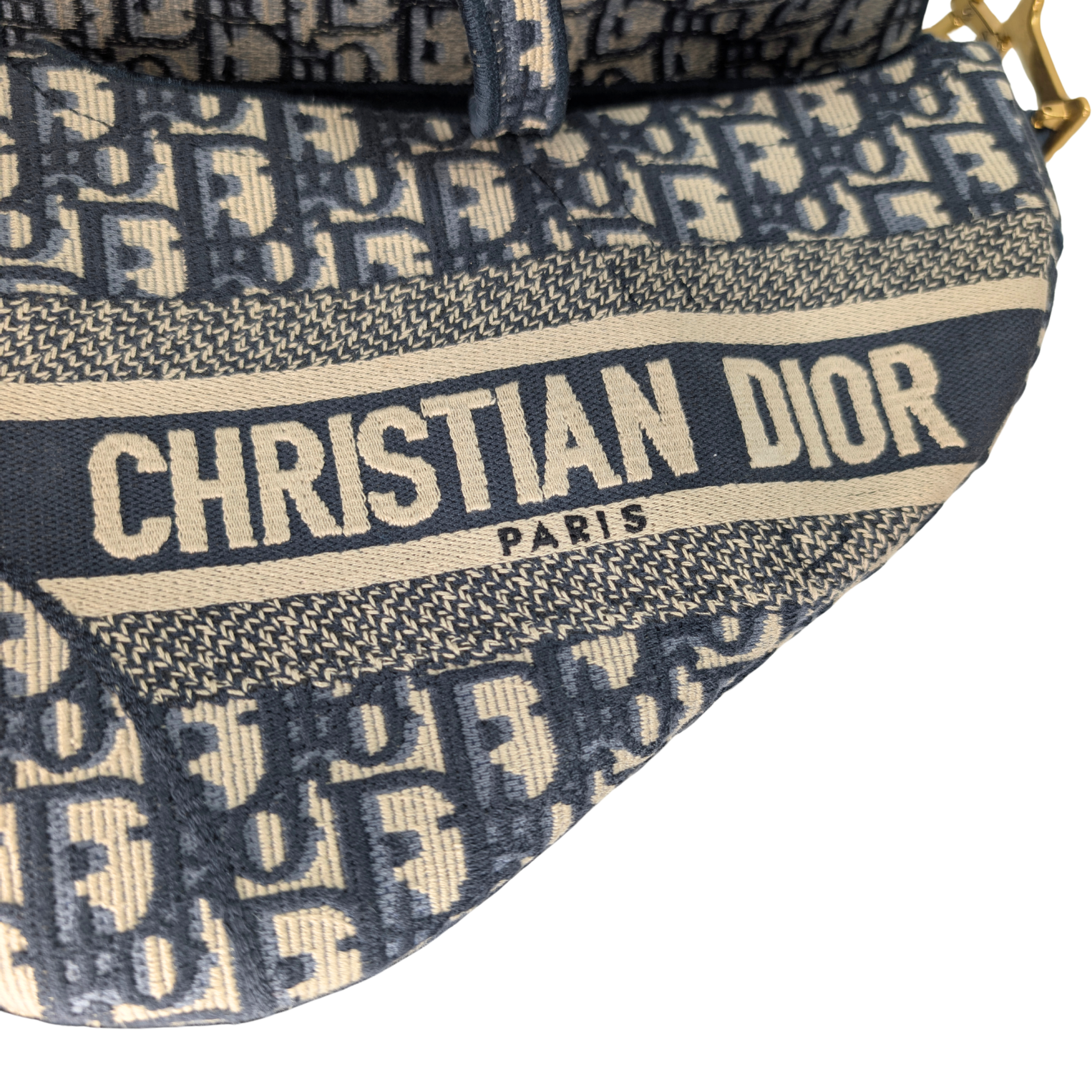 Dior 中号马鞍包 海军蓝 Oblique 花纹 配肩带
