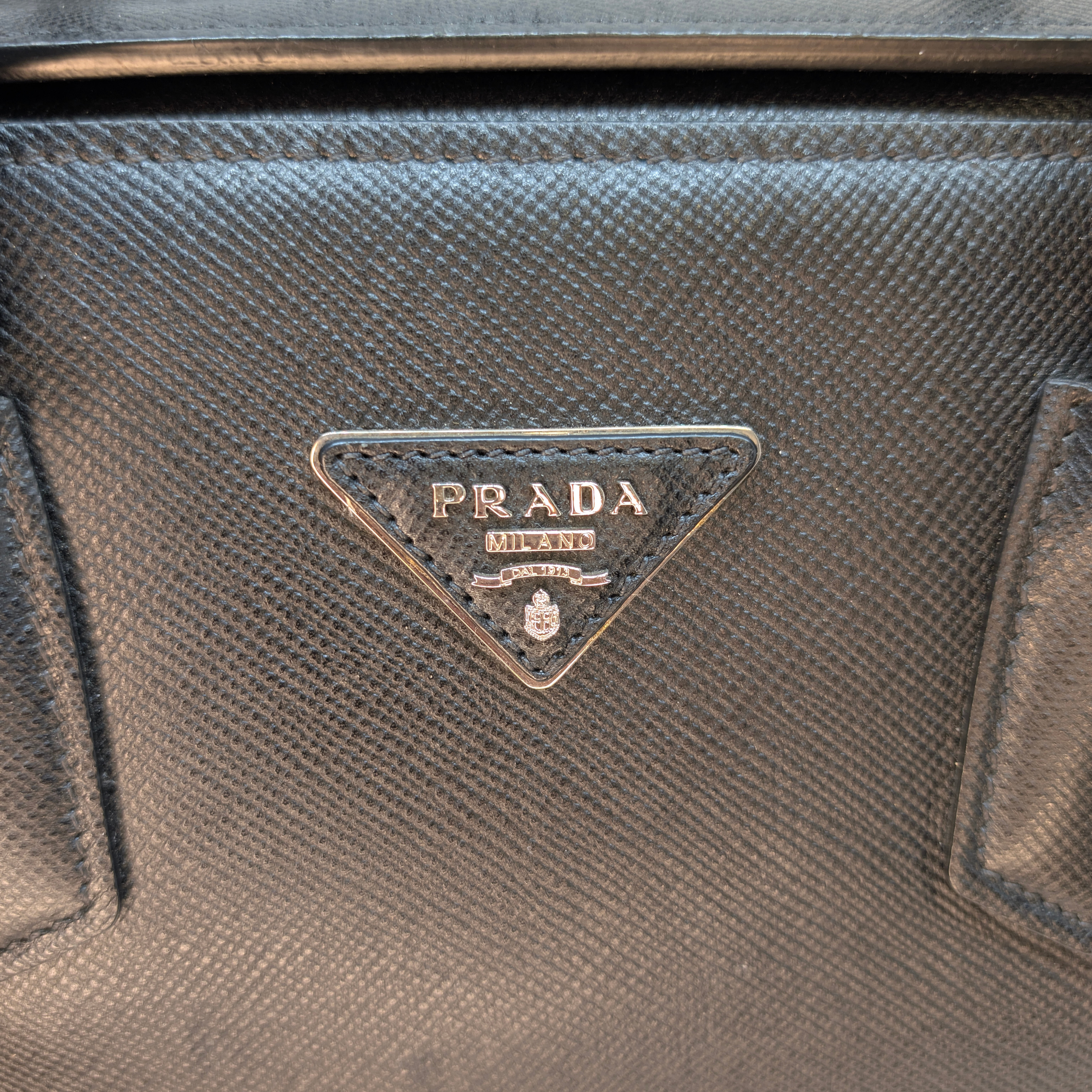 Prada Saffiano Cuir Twist Lock Tote Bag Black