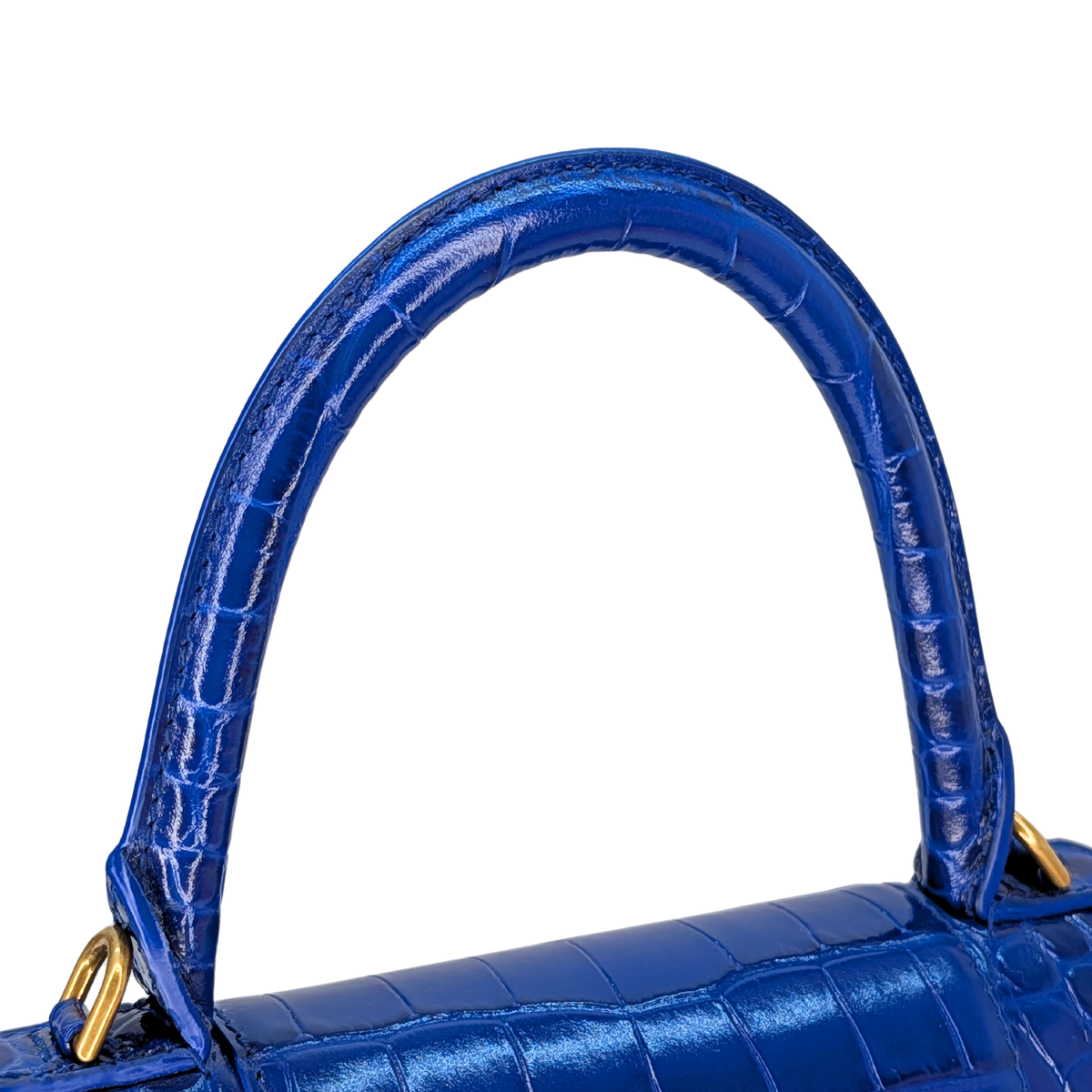 Balenciaga Hourglass Crocodile Embossed Blue
