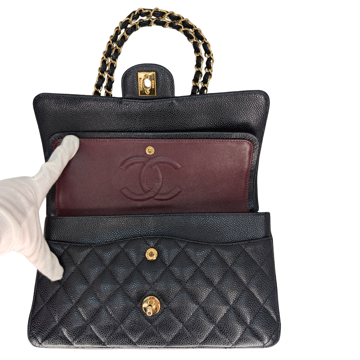 Chanel Medium Classic Double Flap Caviar Leather Black GHW