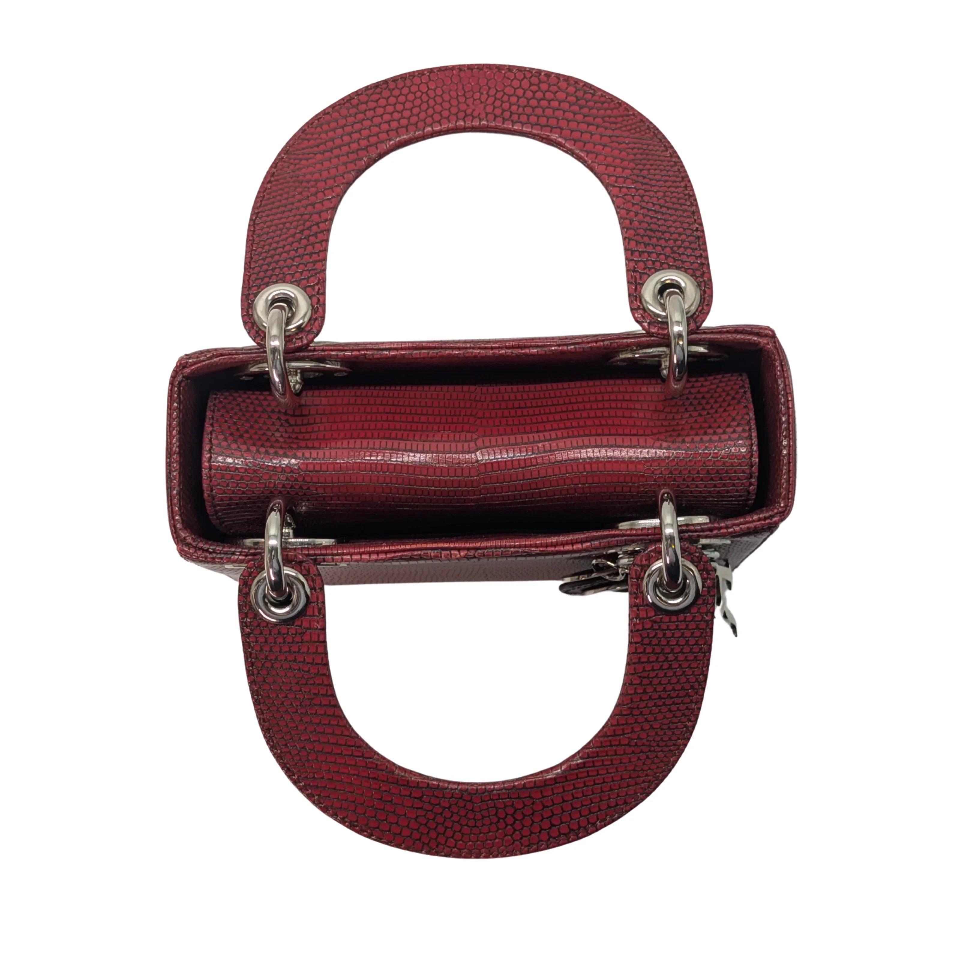 Christian Dior Mini Lady Dior Lizard Burgundy - Lost Designer