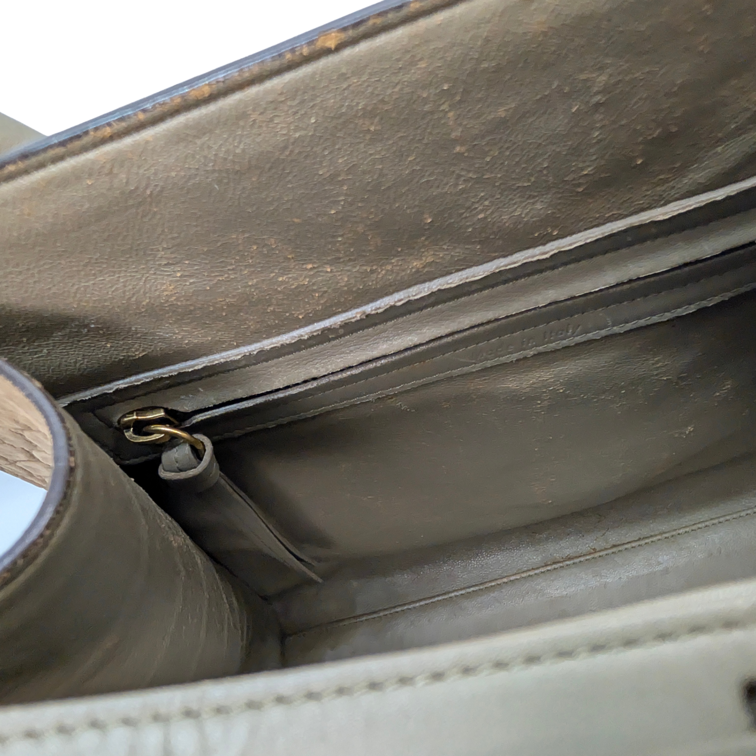 赛琳米色鳄鱼纹压花中号Phantom Luggage手提包