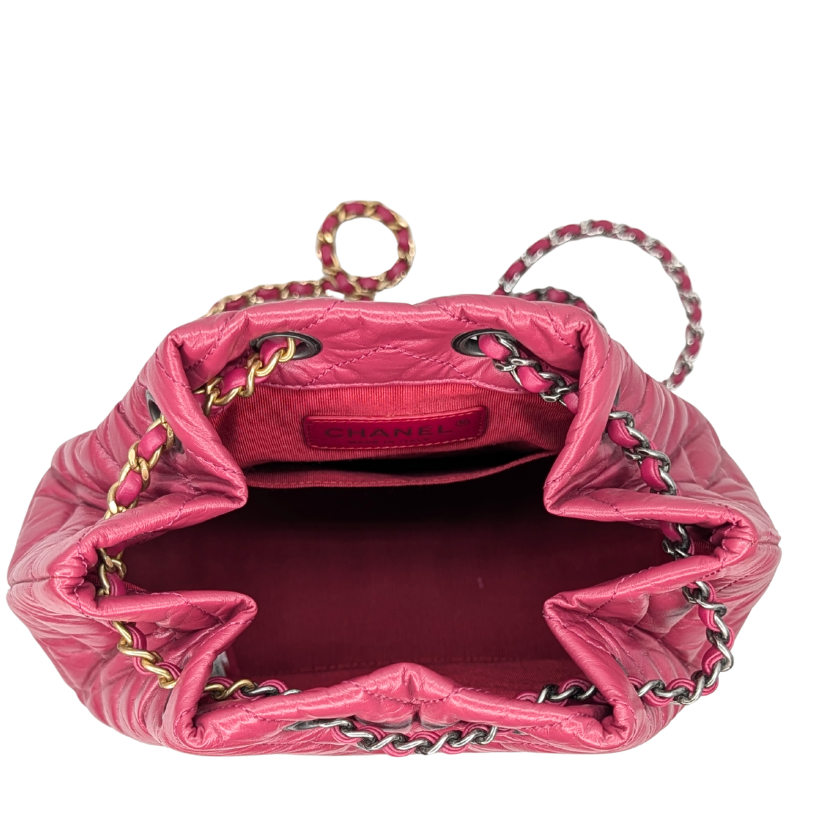 Chanel Gabrielle Small Chevron Backpack Pink