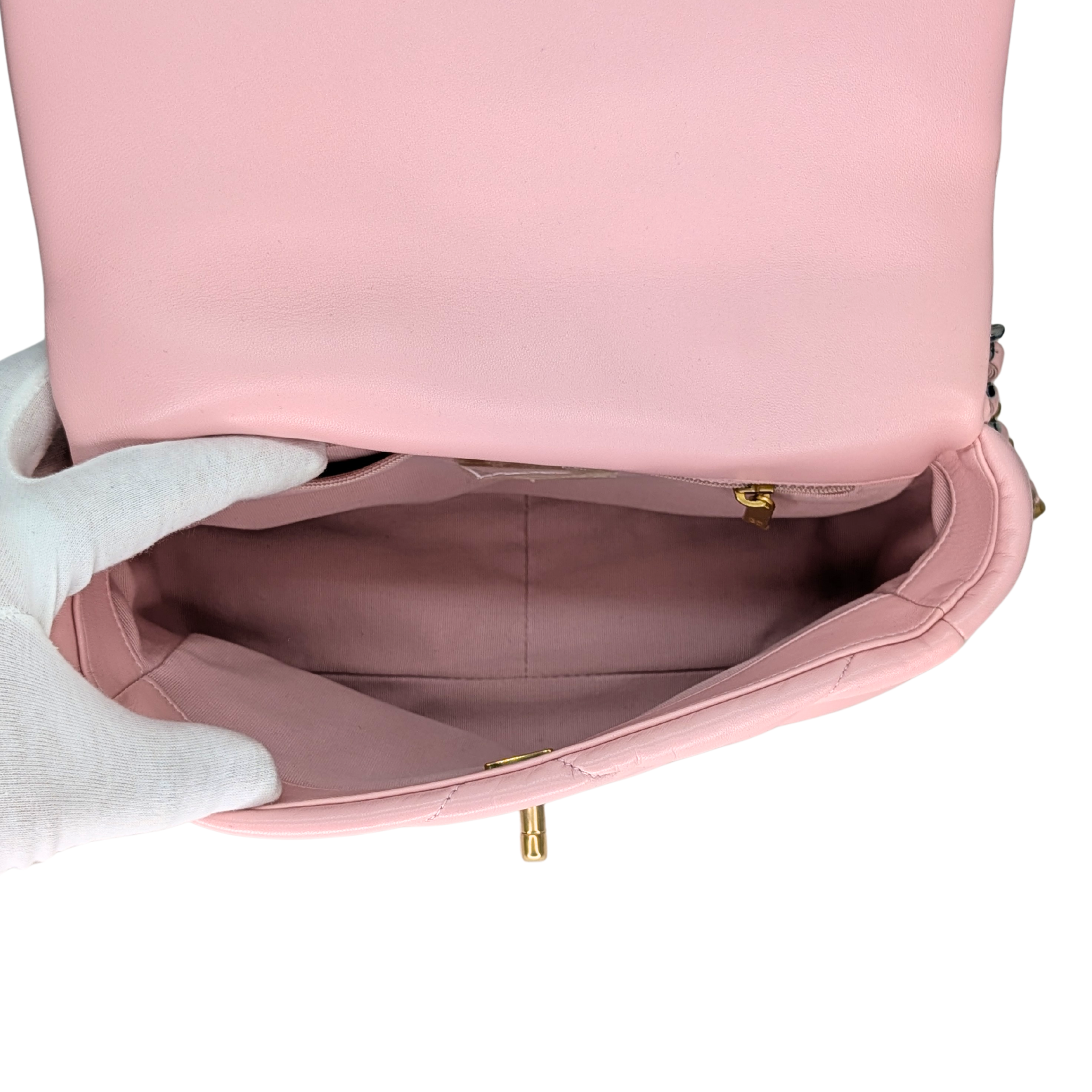 Chanel 19 Small Light Pink Lambskin Bag Microchip