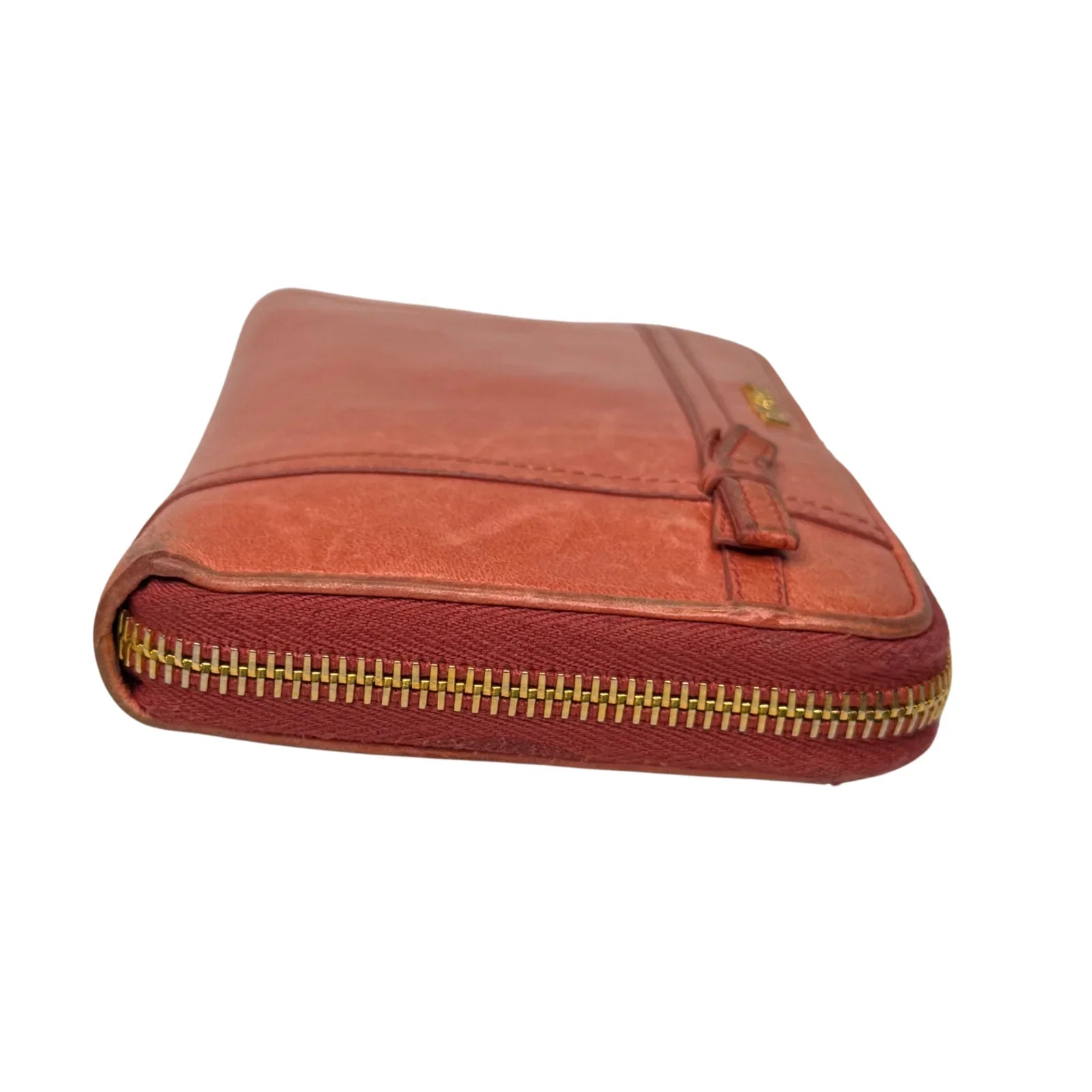 Prada Pink Leather Long Wallet with Zip Coin Compartment - Lost Designer