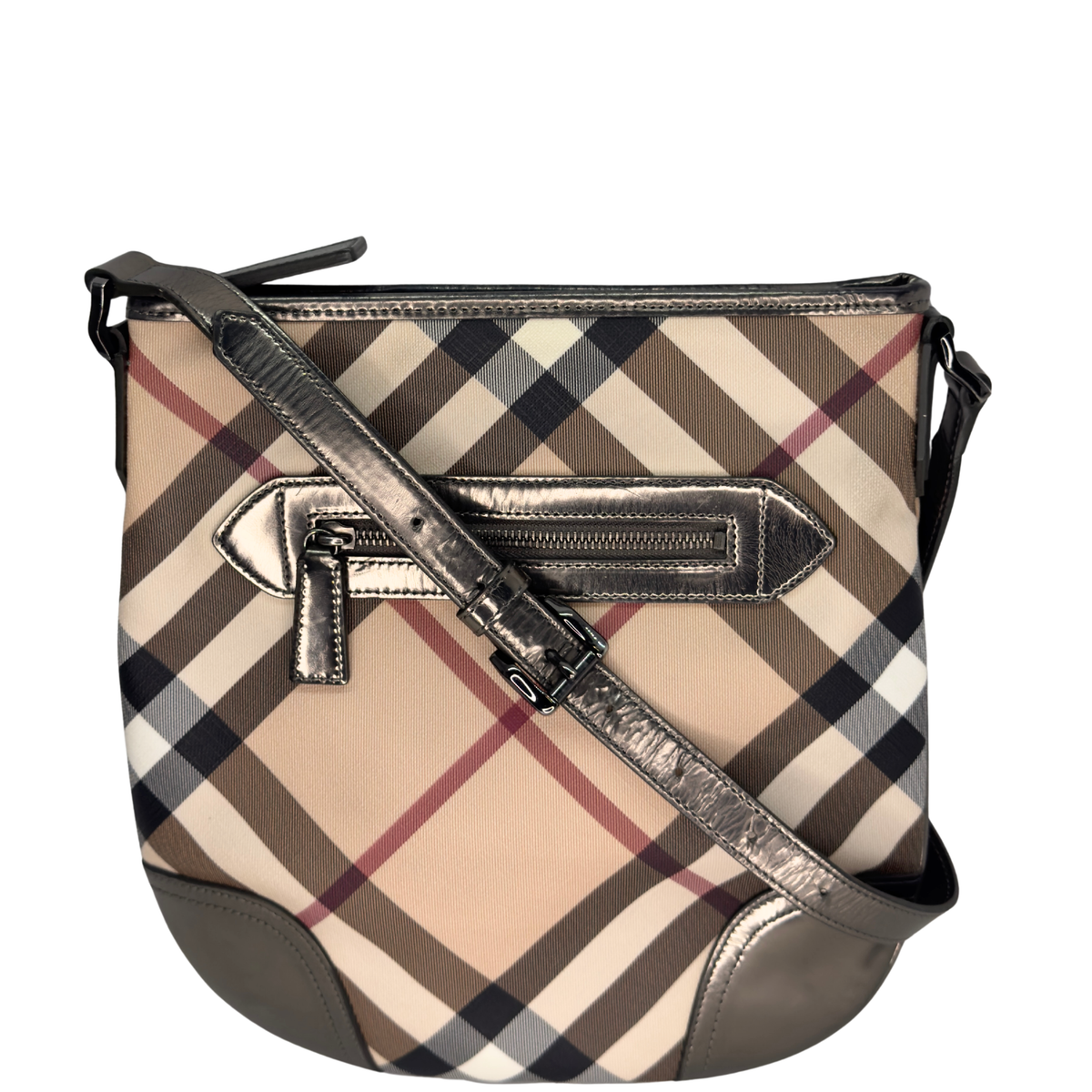 Burberry Patent Nova Check Dryden Crossbody Bag
