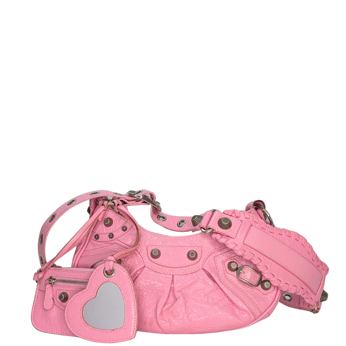 Balenciaga Leather Le Cagole Shoulder Bag XS Pink