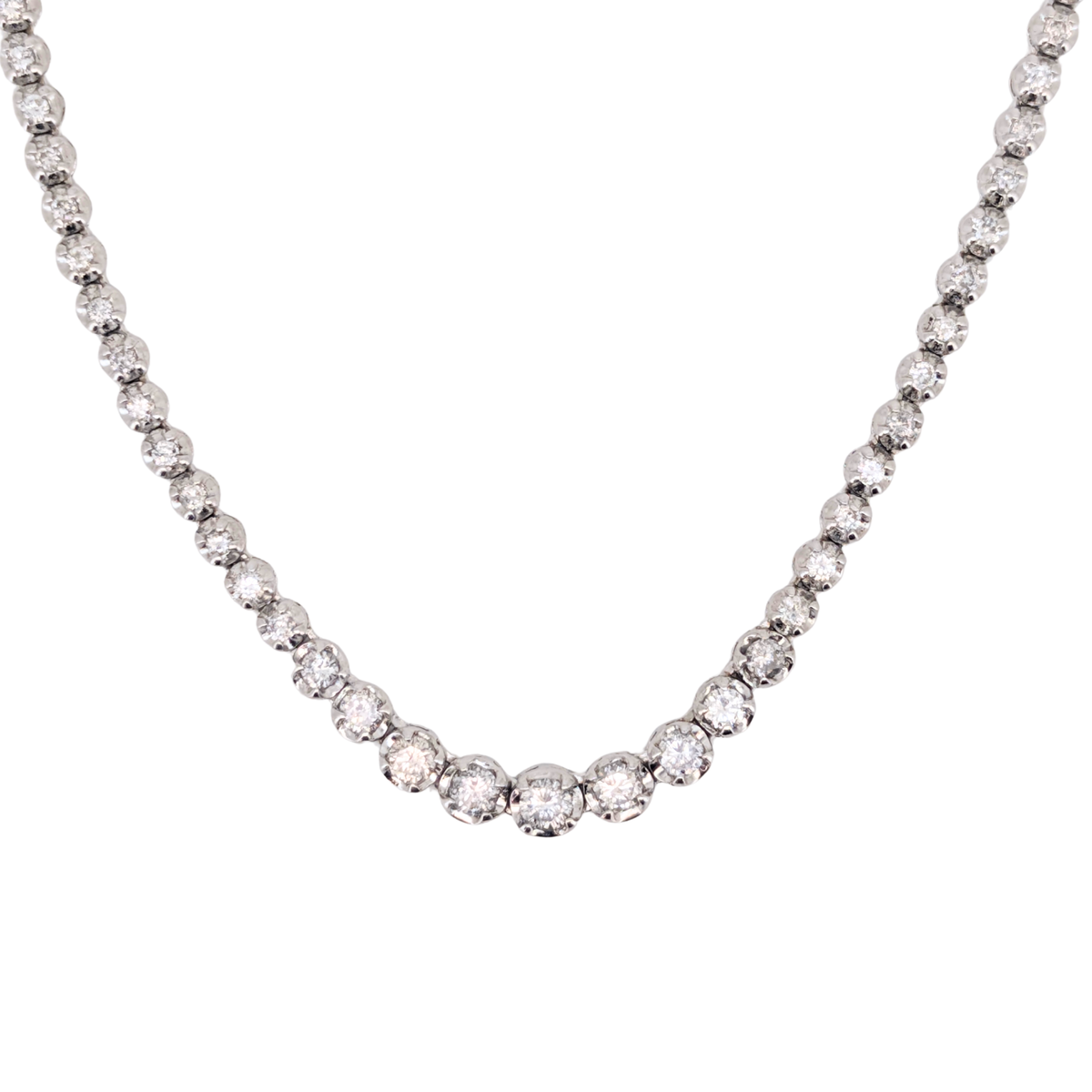 3.00Ct Natural Diamond Tennis Necklace On Platinum
