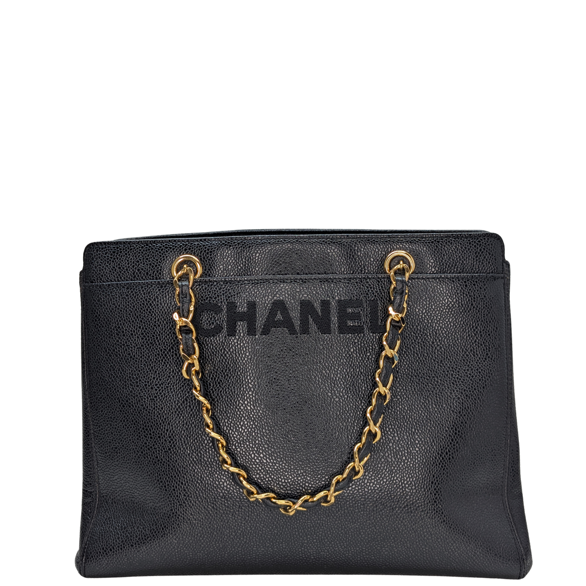 Chanel Vintage Tote Bag Caviar Leather Black