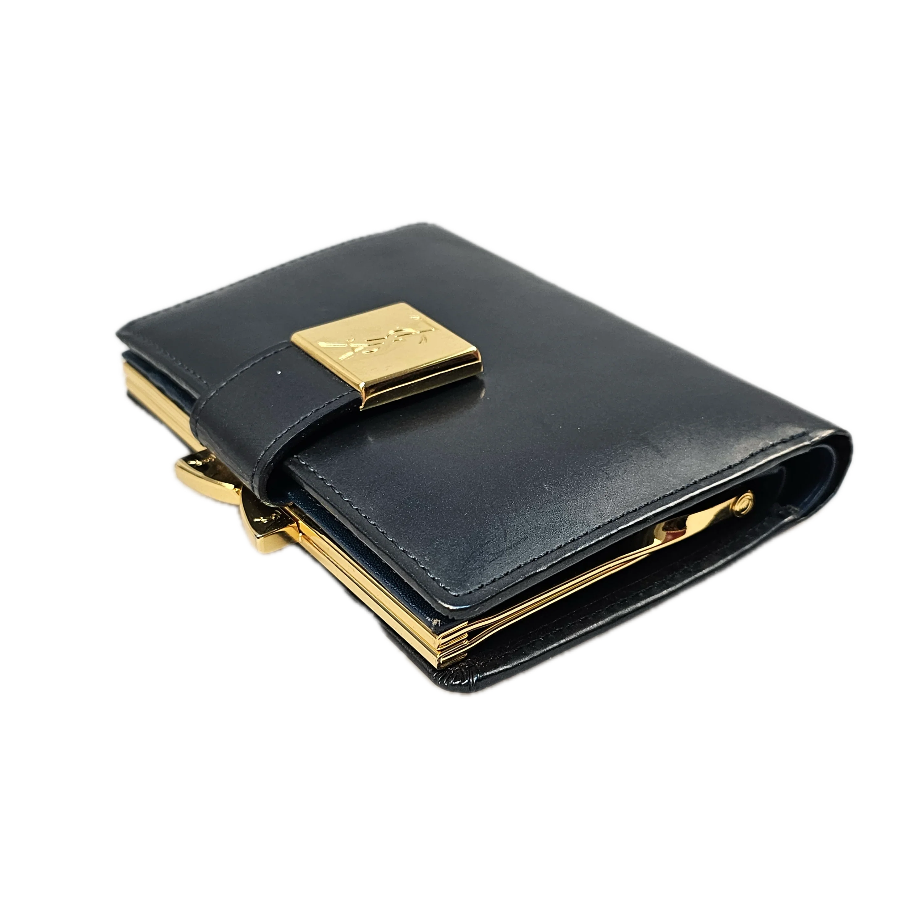 Saint Laurent Navy Blue Leather Wallet - Lost Designer