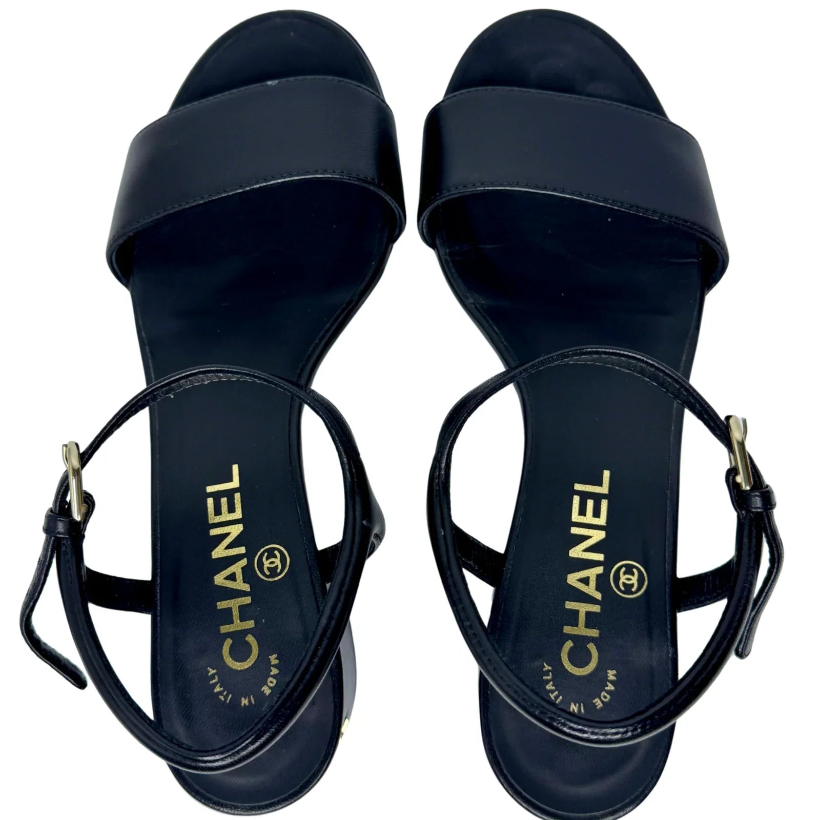 Chanel Black Lambskin Leather Classic Sandals – Size 36C - Lost Designer