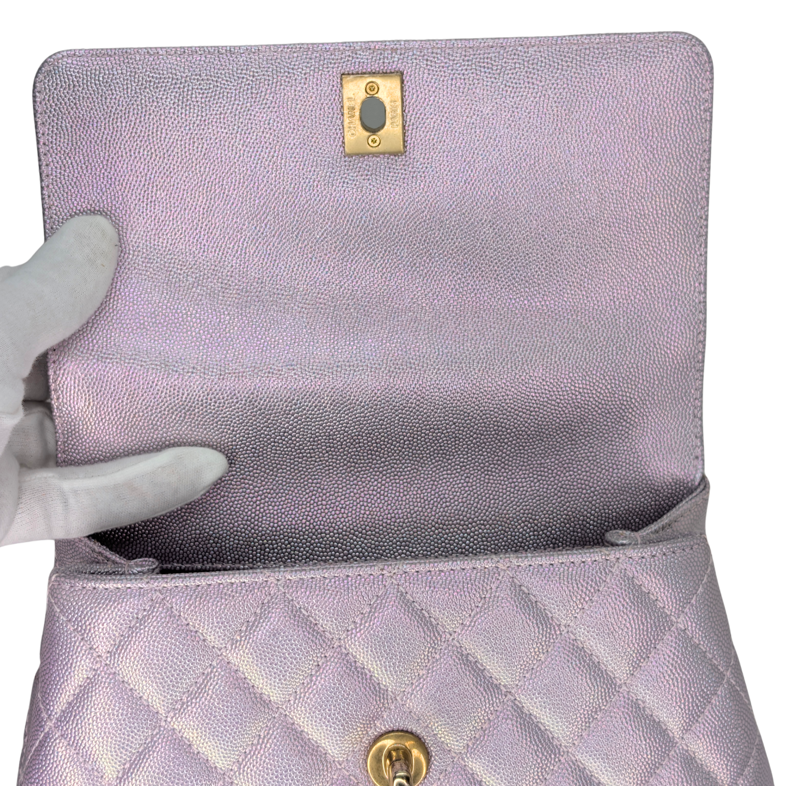 Chanel Coco Handle Small Caviar Iridescent Purple Bag