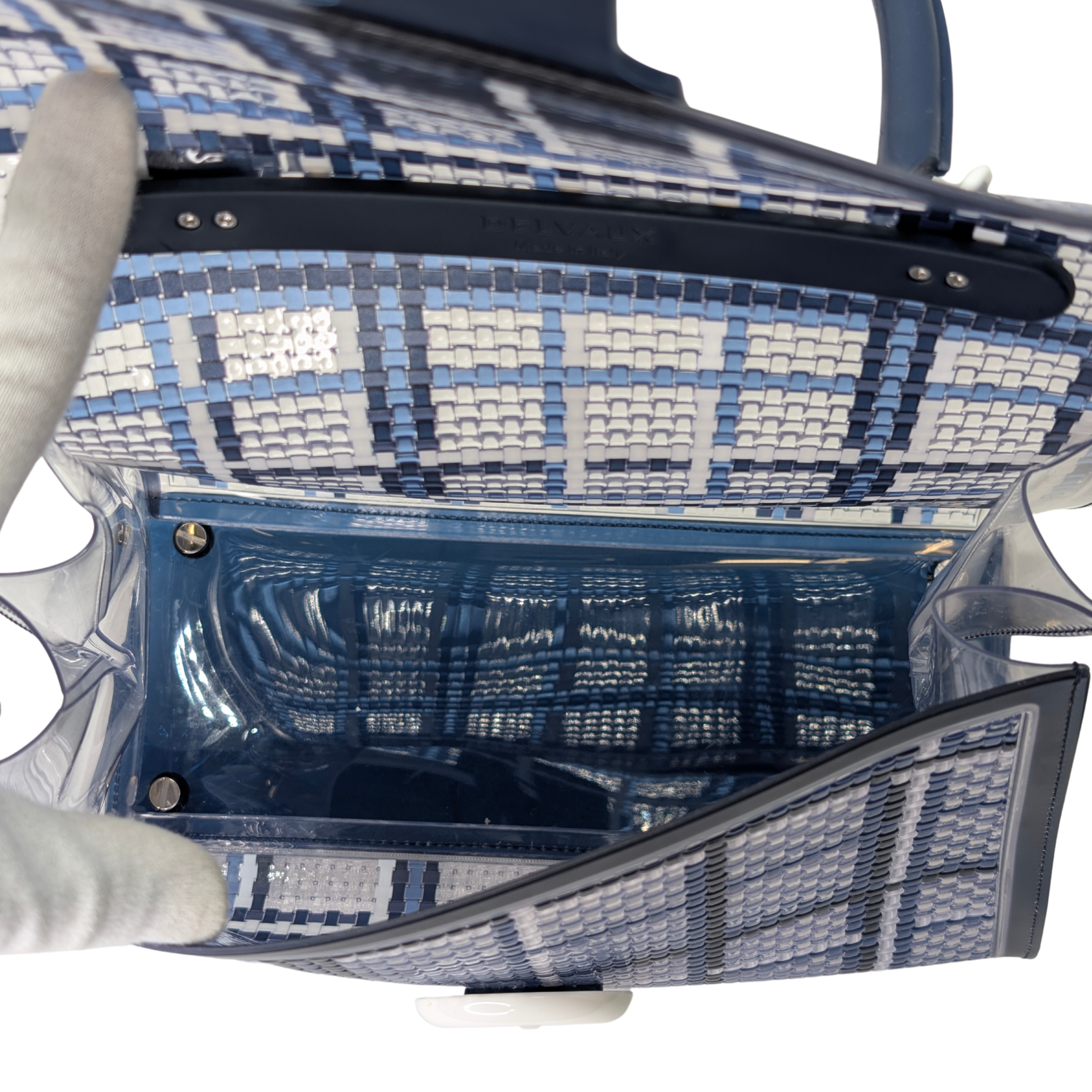 Delvaux Vinyl Gingham The Dreamer MM Brillant 手提包 海军蓝