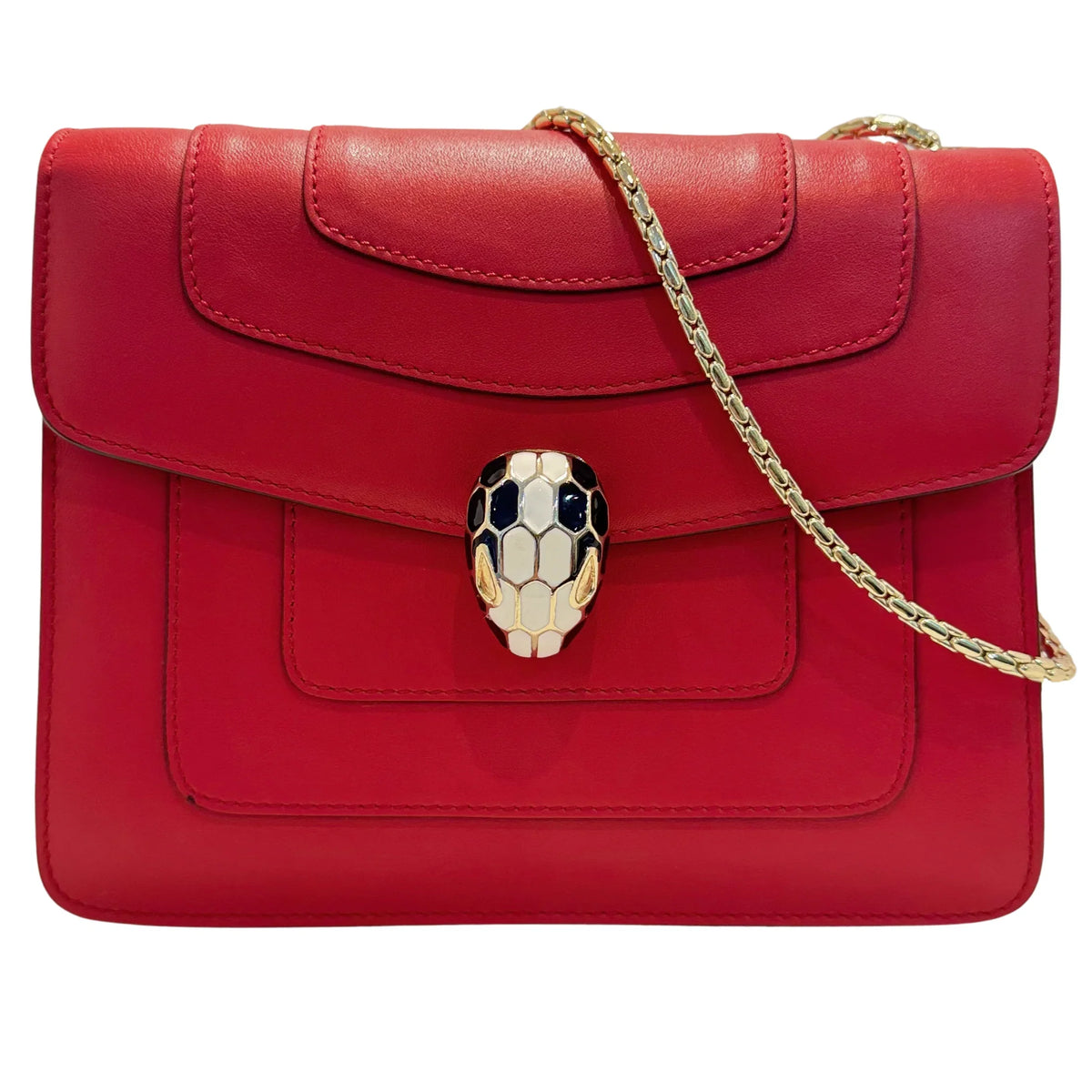 Bvlgari Serpent Forever Shoulder Bag Calfskin Red - Lost Designer