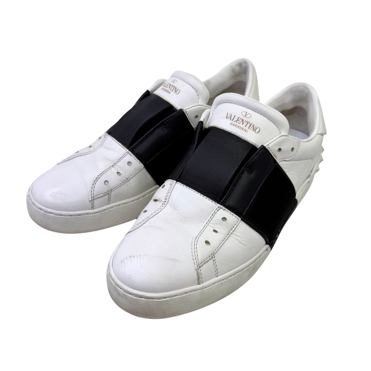 Valentino Open Slip On Sneaker White & Black Women's Size 38 - Lost Designer