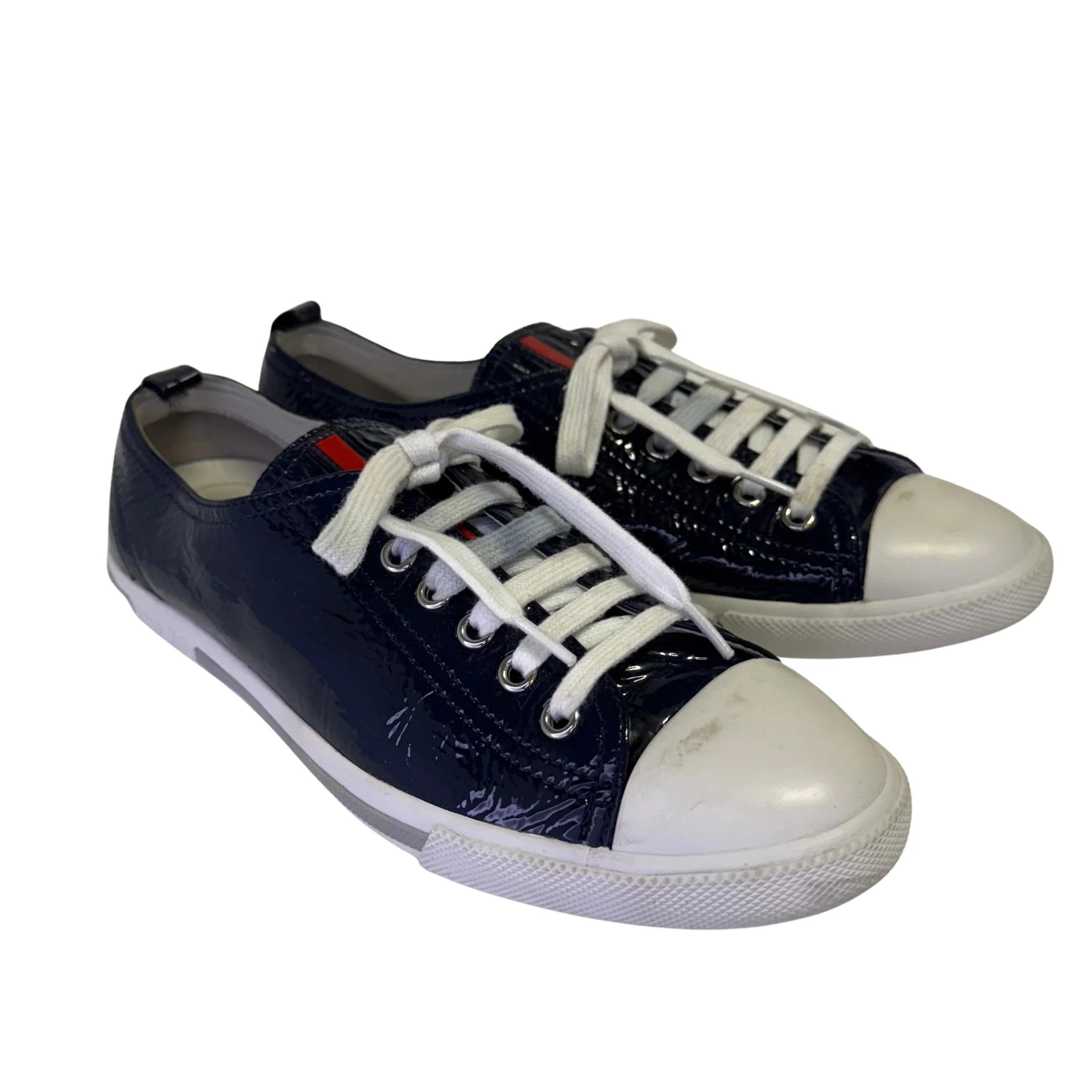 Prada Naplak Royal Patent leather sneakers Women's size 37 - Lost Designer