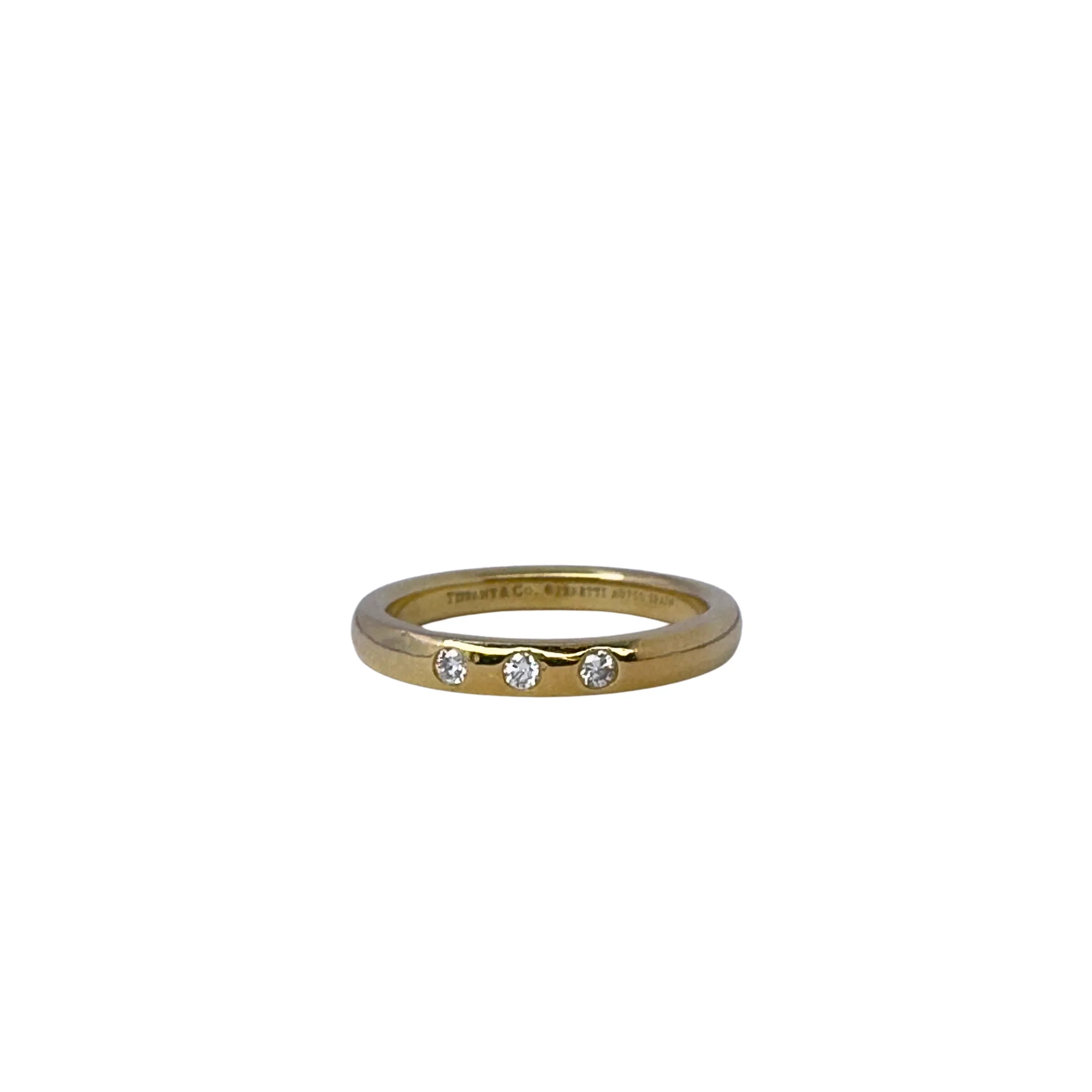 Tiffany & Co Ring, L½ or 51 Stacking Band Ring 18K Gold .06 Diamond - Lost Designer