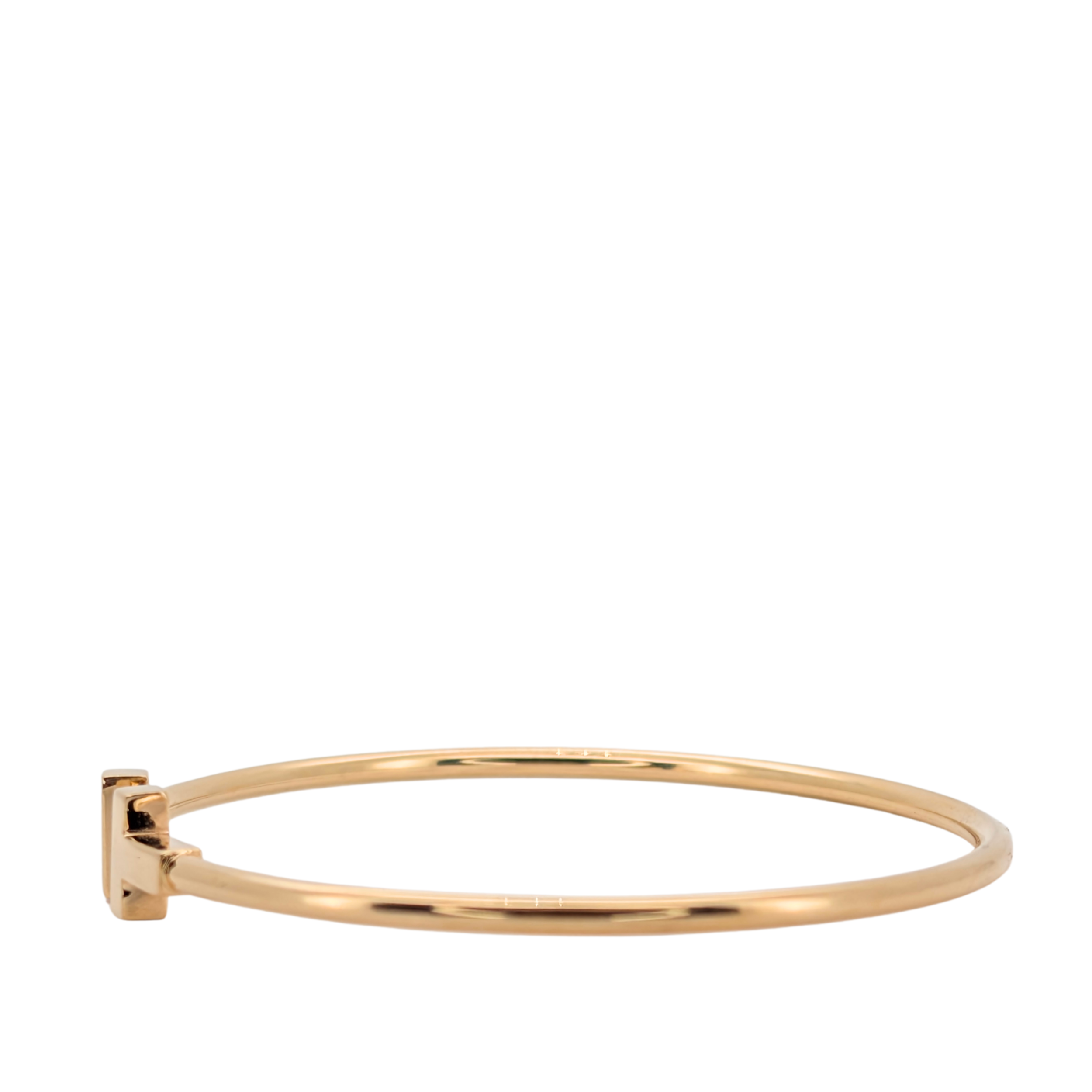 Tiffany & Co 18K金窄版T形手镯 小号