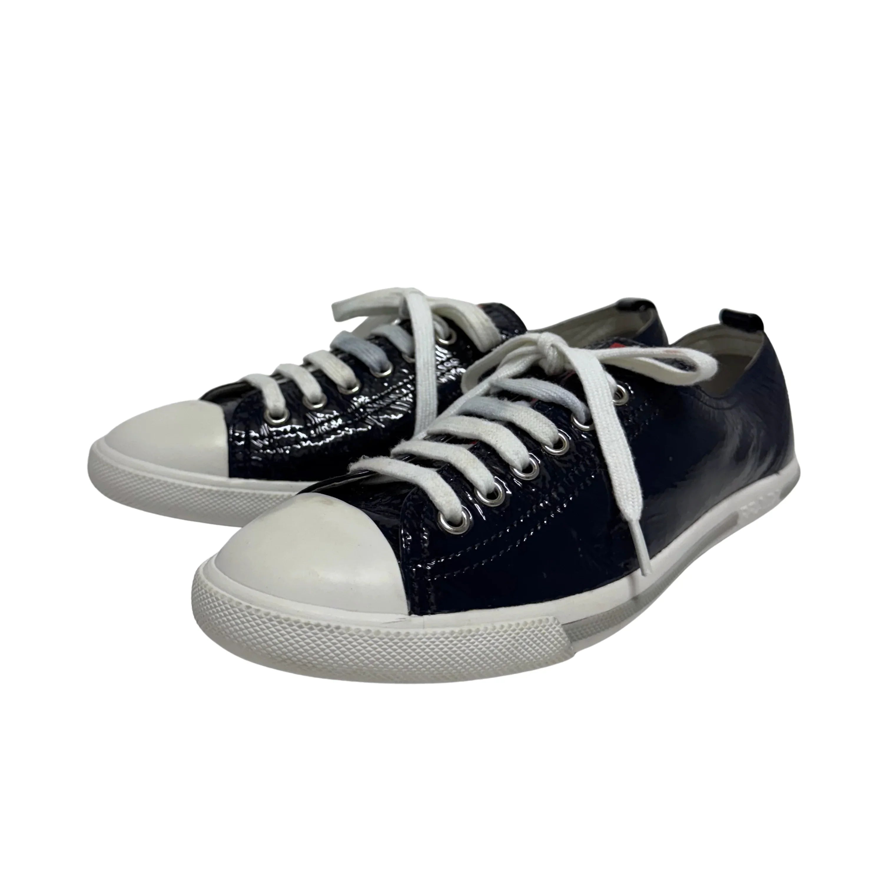 Prada Naplak Royal Patent leather sneakers Women's size 37 - Lost Designer