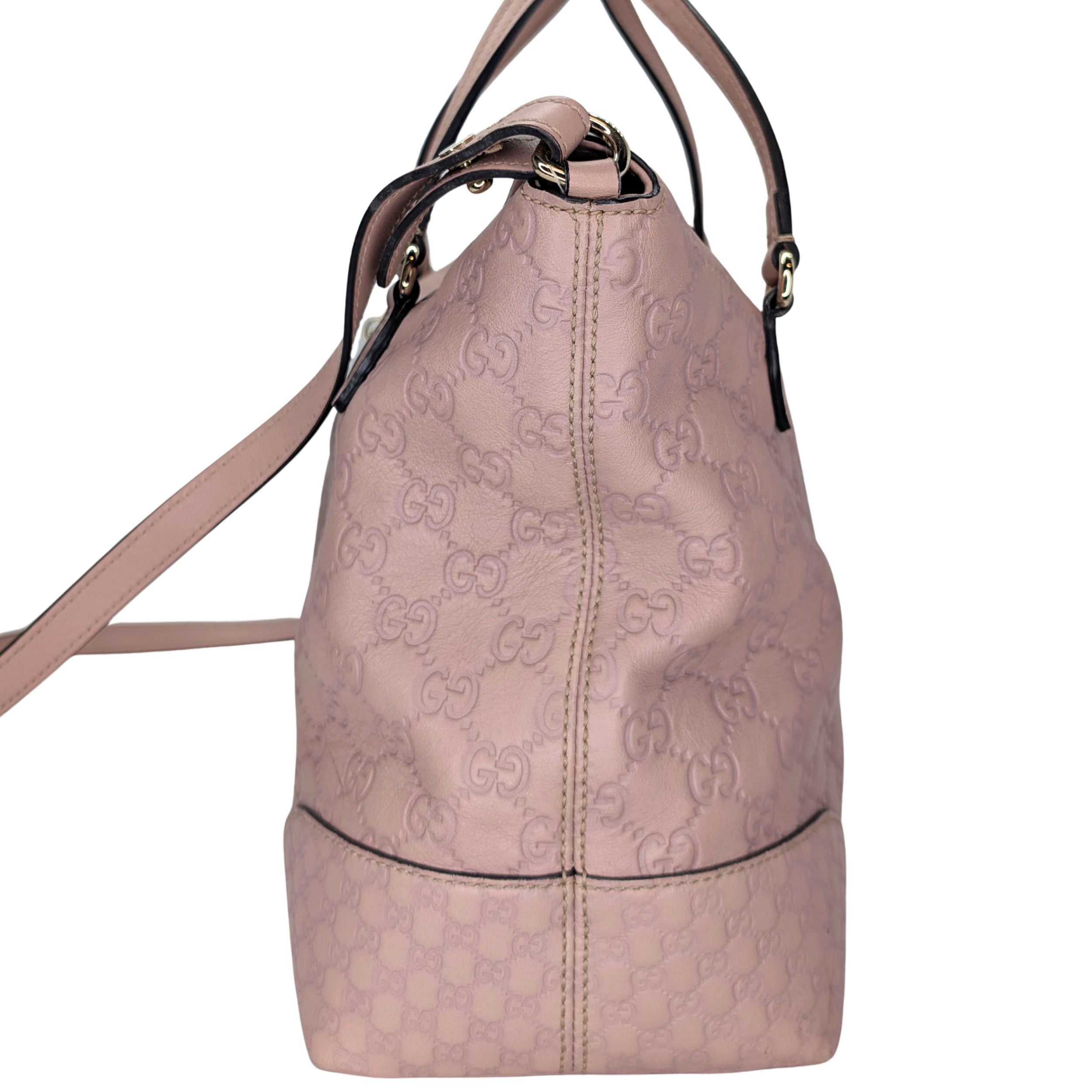 Gucci Guccissima Medium Bree Foldover Tote Soft Pink