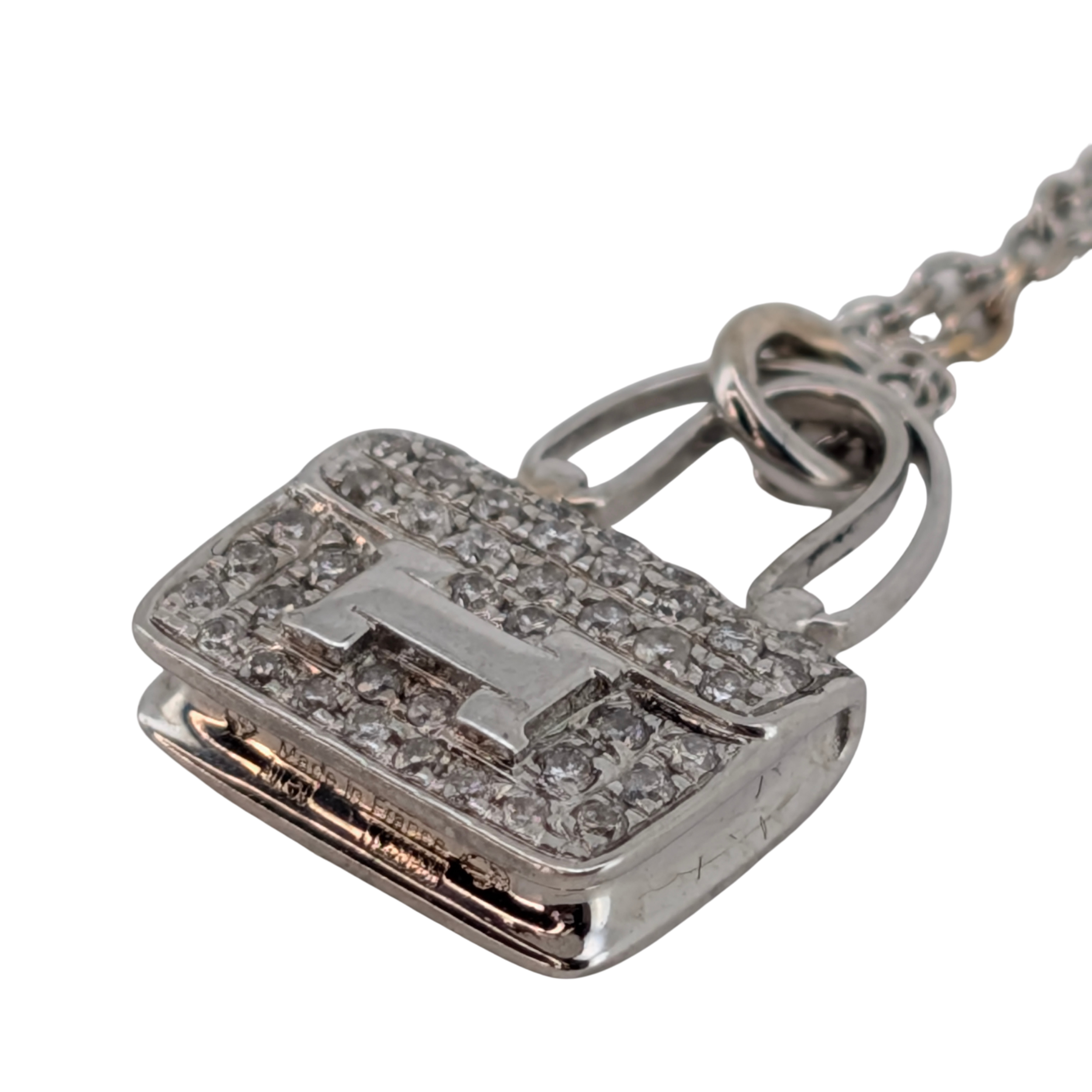 爱马仕 Constance Amulette 吊坠项链 18K 白金镶钻