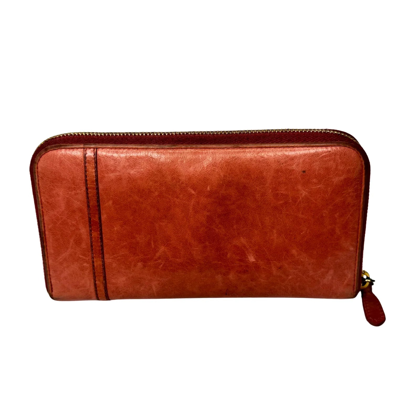 Prada Pink Leather Long Wallet with Zip Coin Compartment - Lost Designer