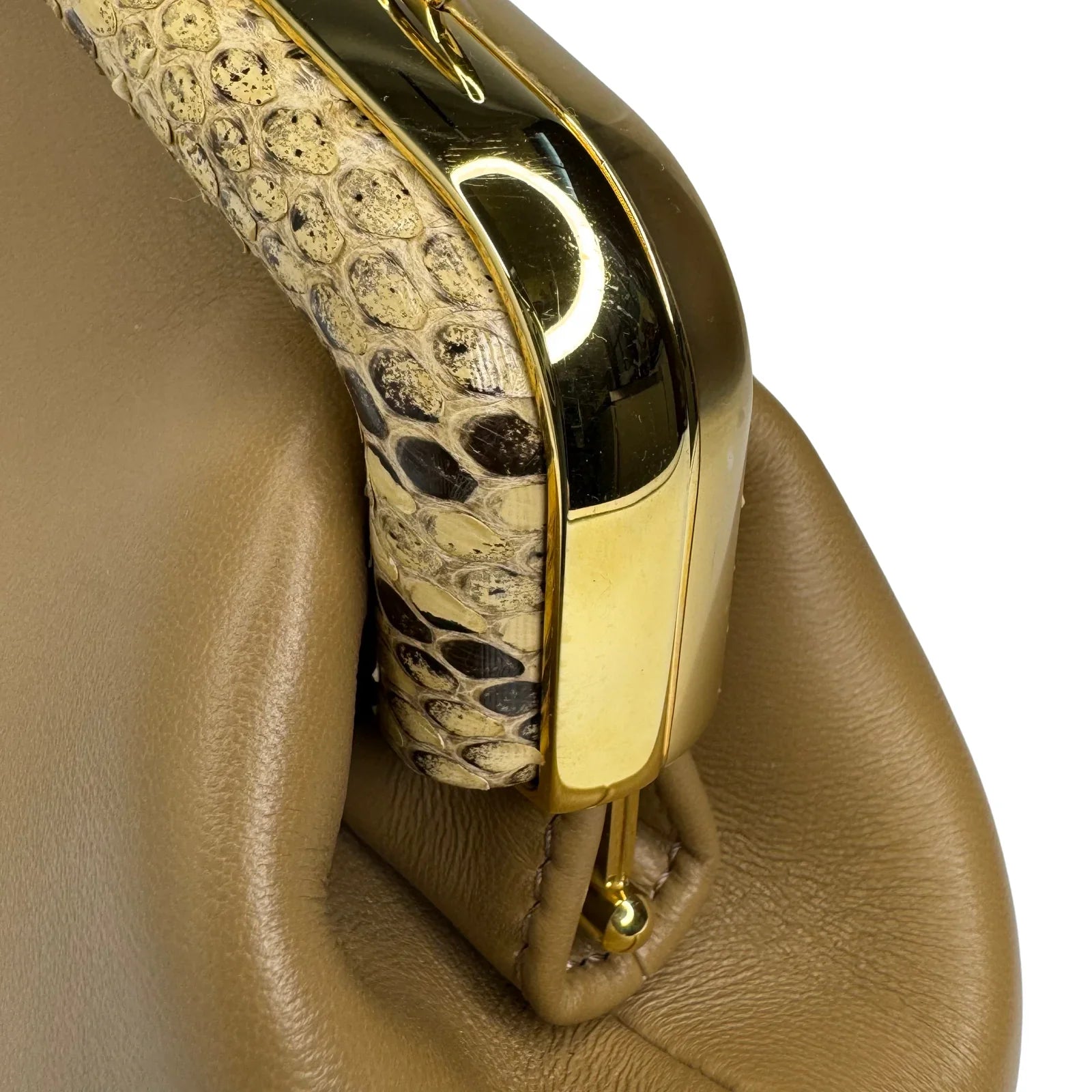 Fendi First Small Shiny Nappa Beige Snakeskin Lambskin Crossbody Bag - Lost Designer