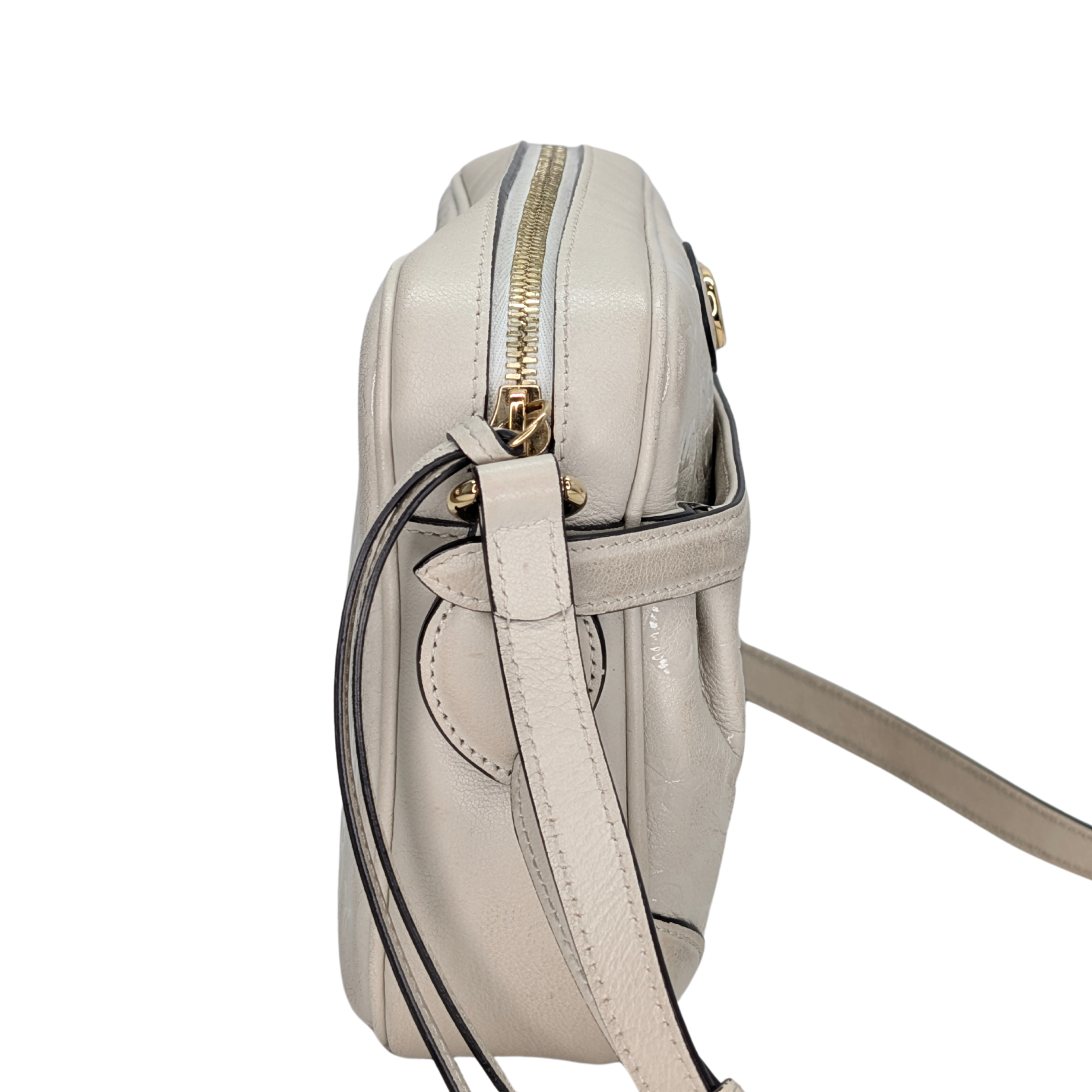 Gucci White GG Star Leather Camera Shoulder Bag