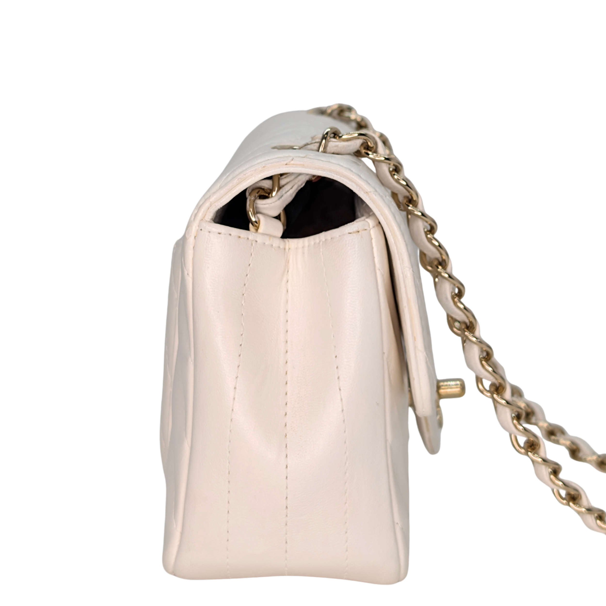 Chanel Mini Flap Bag Chevron lambskin White