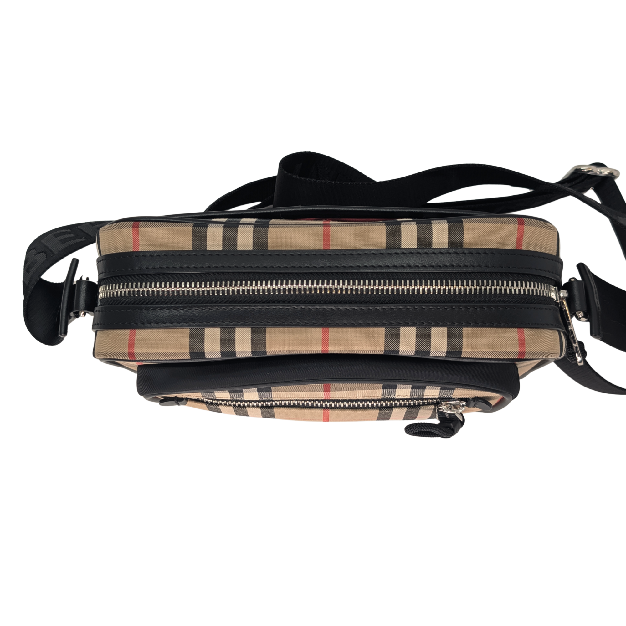 Burberry 米色复古格纹斜挎包