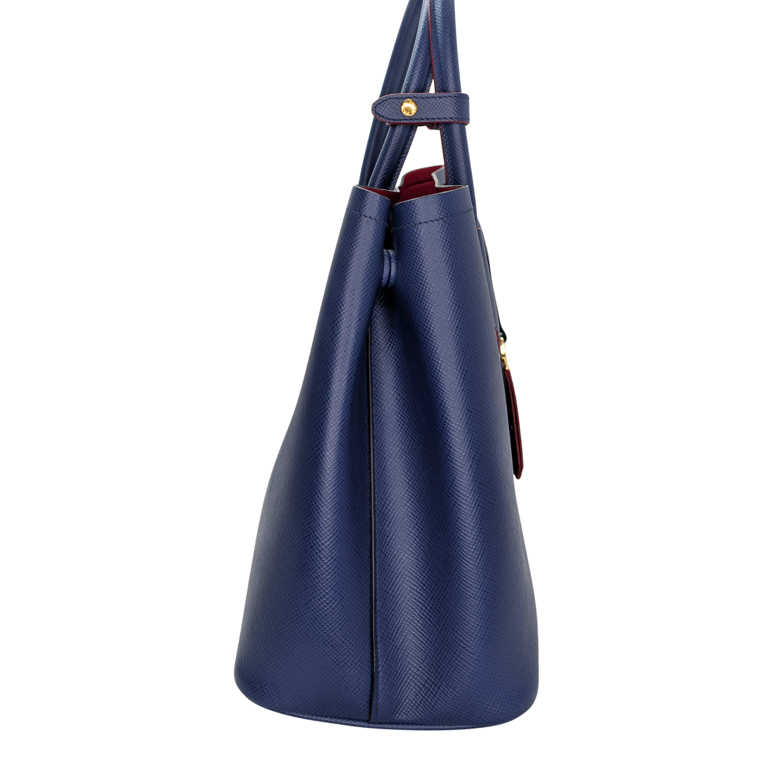 Prada Saffiano Cuir Double Bag Medium Navy
