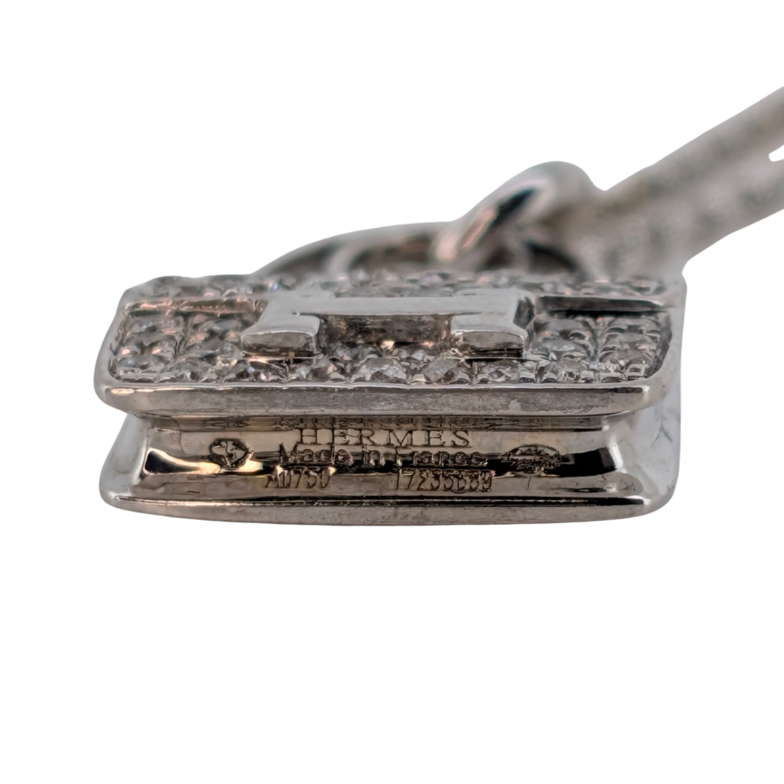 爱马仕 Constance Amulette 吊坠项链 18K 白金镶钻