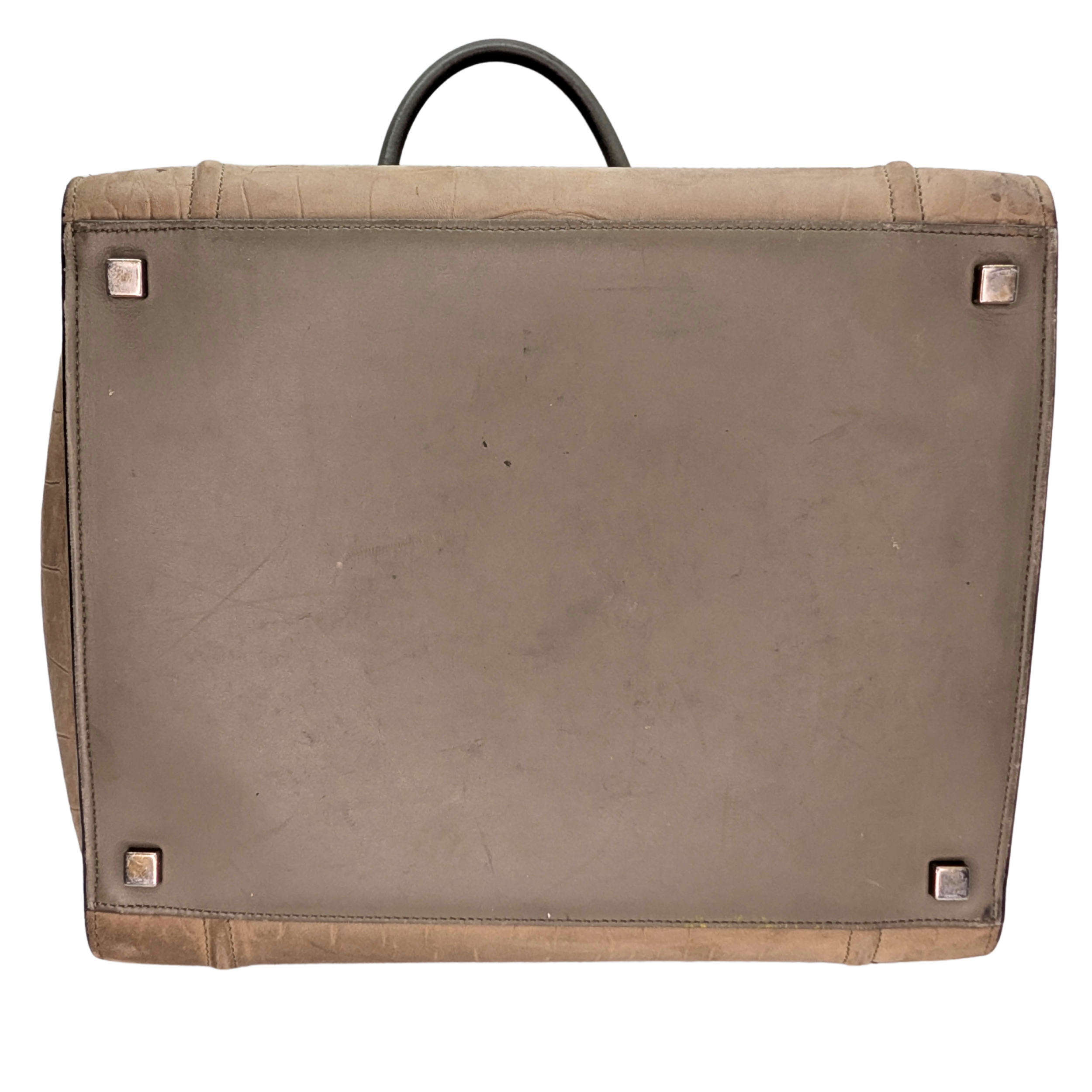 赛琳米色鳄鱼纹压花中号Phantom Luggage手提包