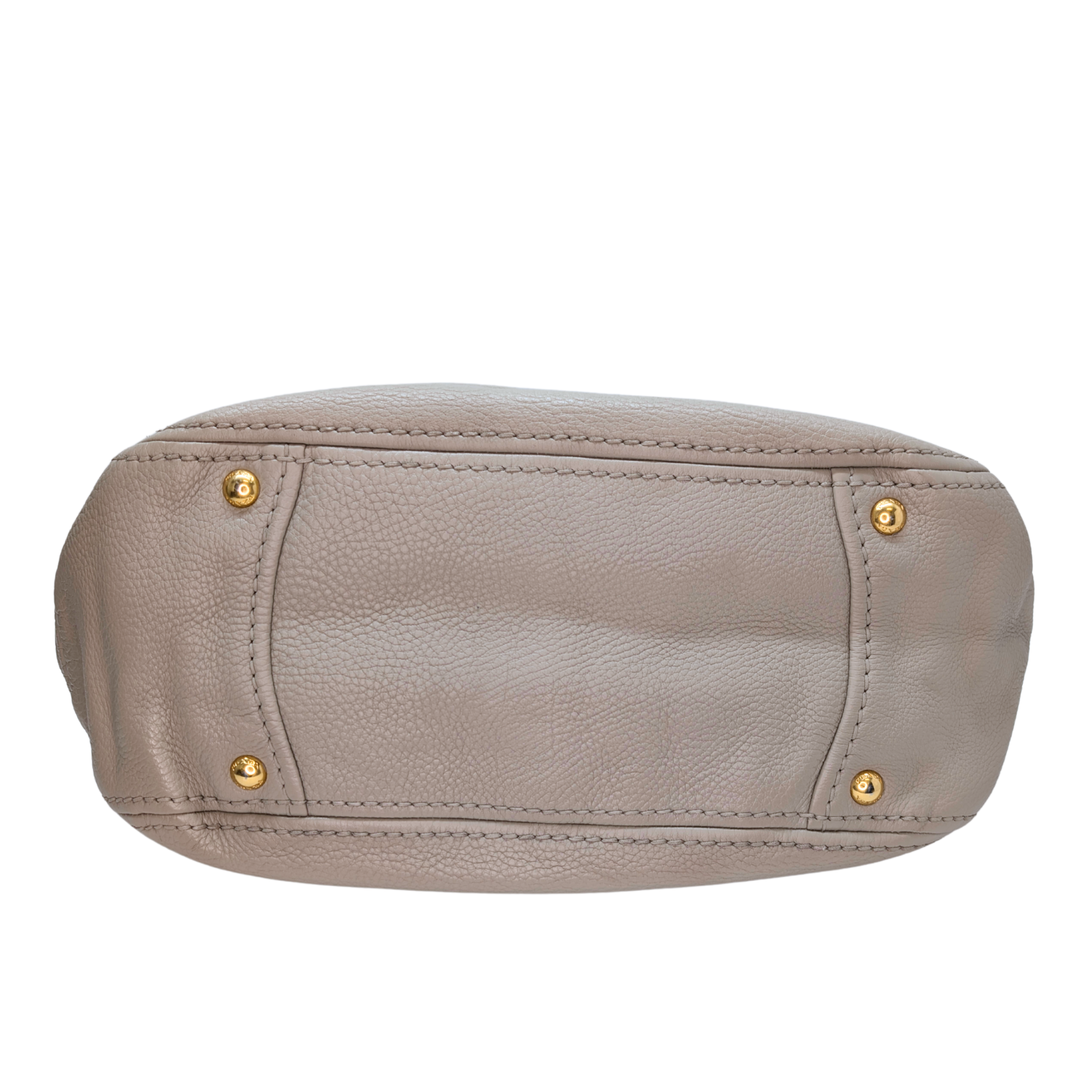 Prada Pomice Vitello Daino Leather Tote Bag Beige