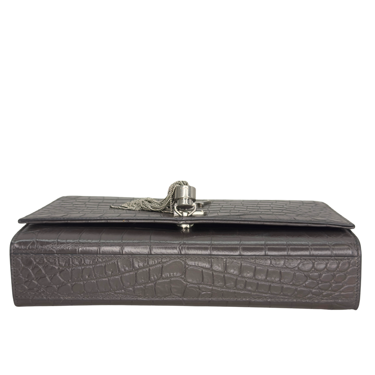 Saint Laurent Medium Croc Embossed Kate Tassel Bag