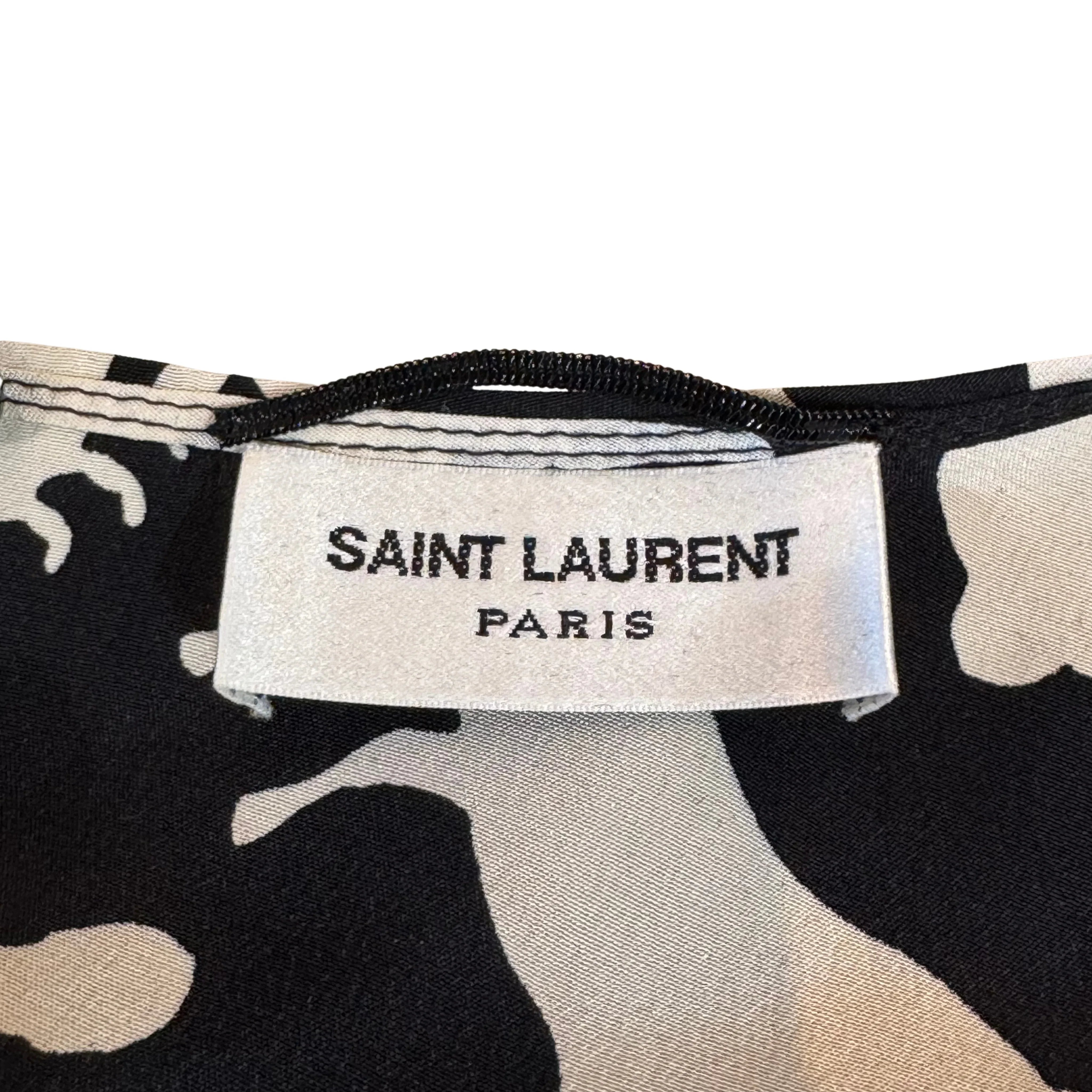 Saint Laurent Black/Cream Silk Zodiac Print Blouse Shirt 40 - Lost Designer