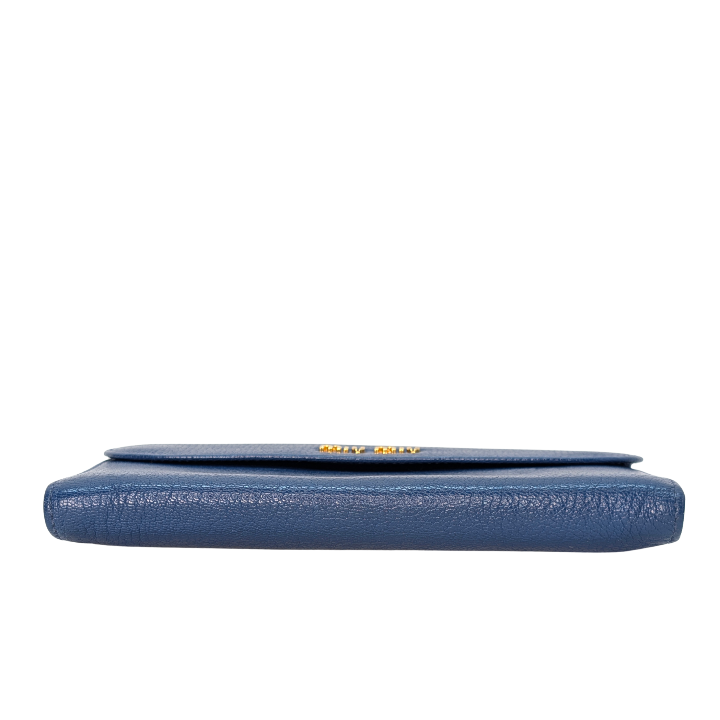 Miu Miu Madras 翻盖长款钱夹 蓝色 皮革
