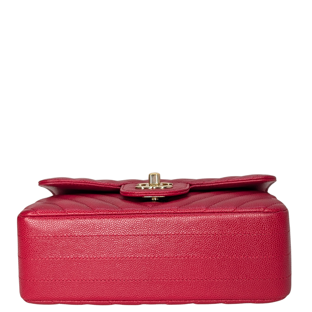 Chanel Mini Chevron Caviar Flap Bag Red