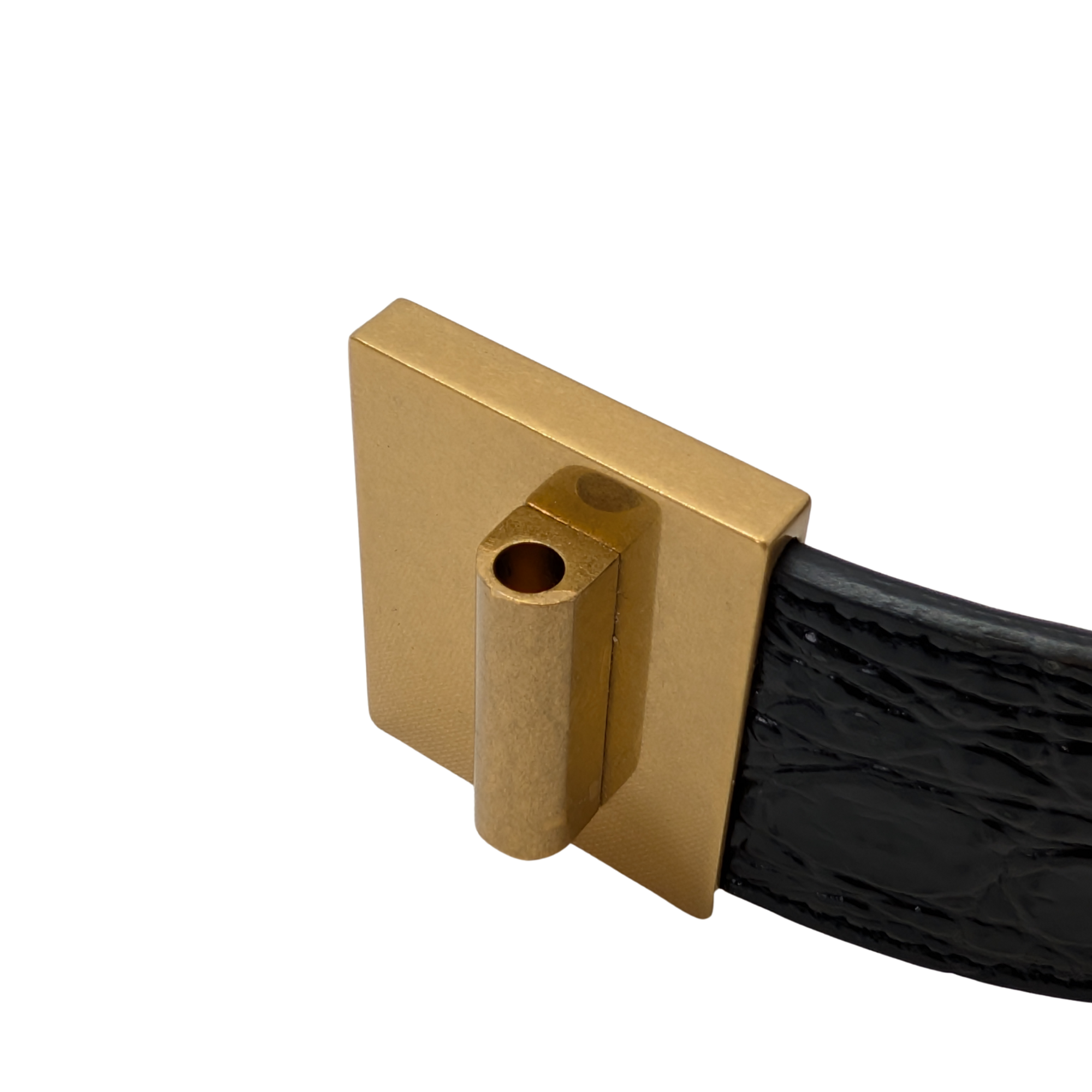Saint Laurent Embossed Crocodile Belt Black 80cm - Lost Designer