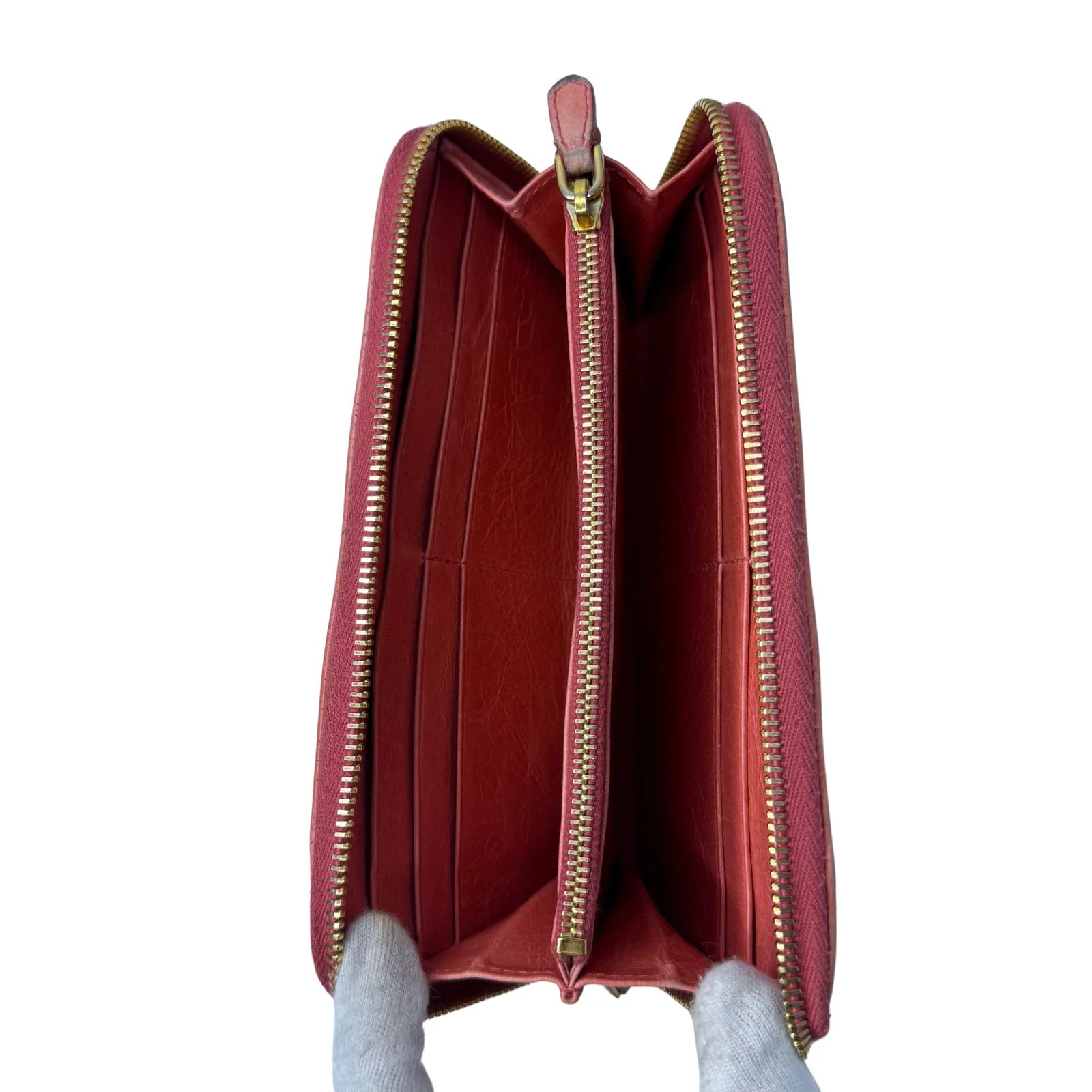 Prada Pink Leather Long Wallet with Zip Coin Compartment - Lost Designer