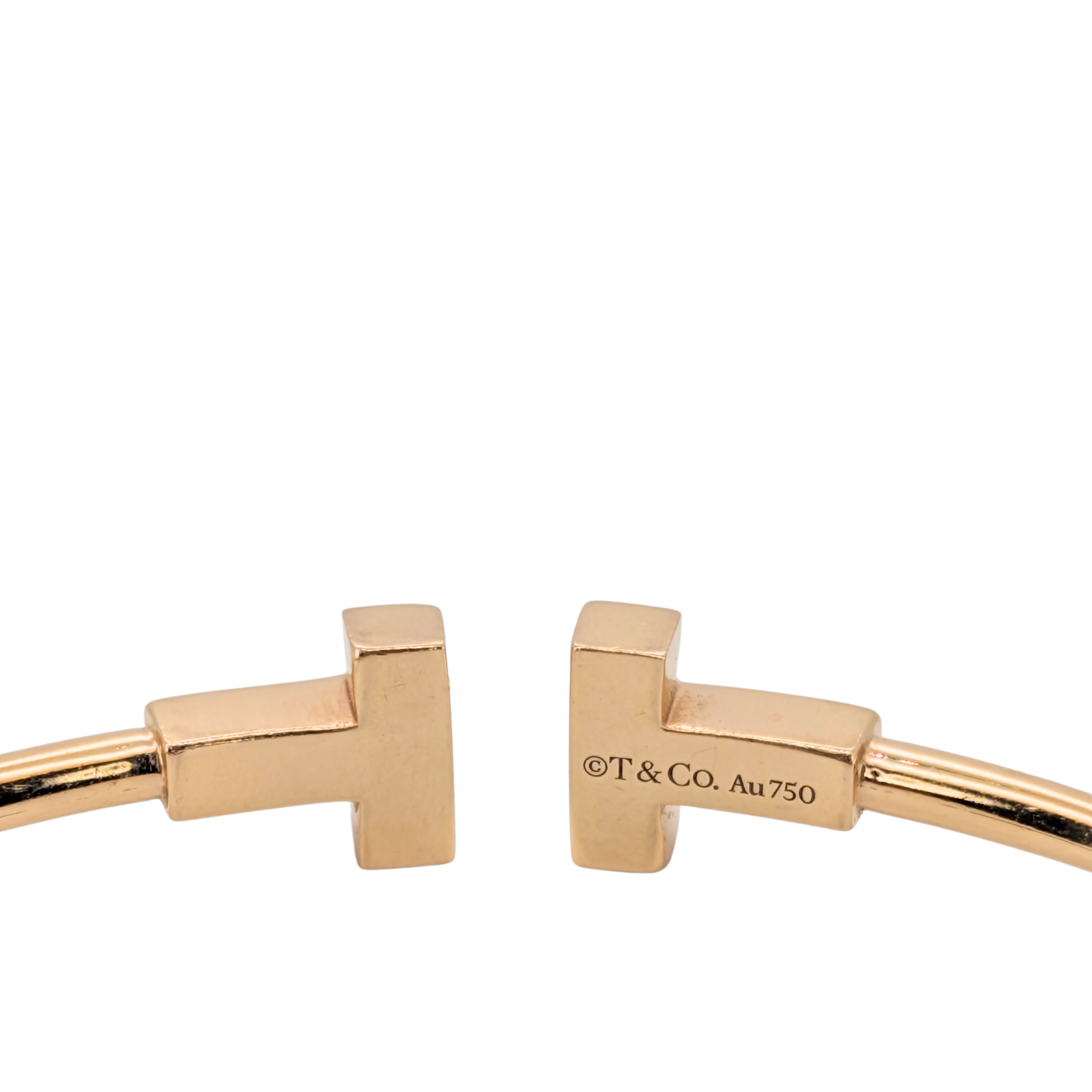 Tiffany & Co 18K金窄版T形手镯 小号