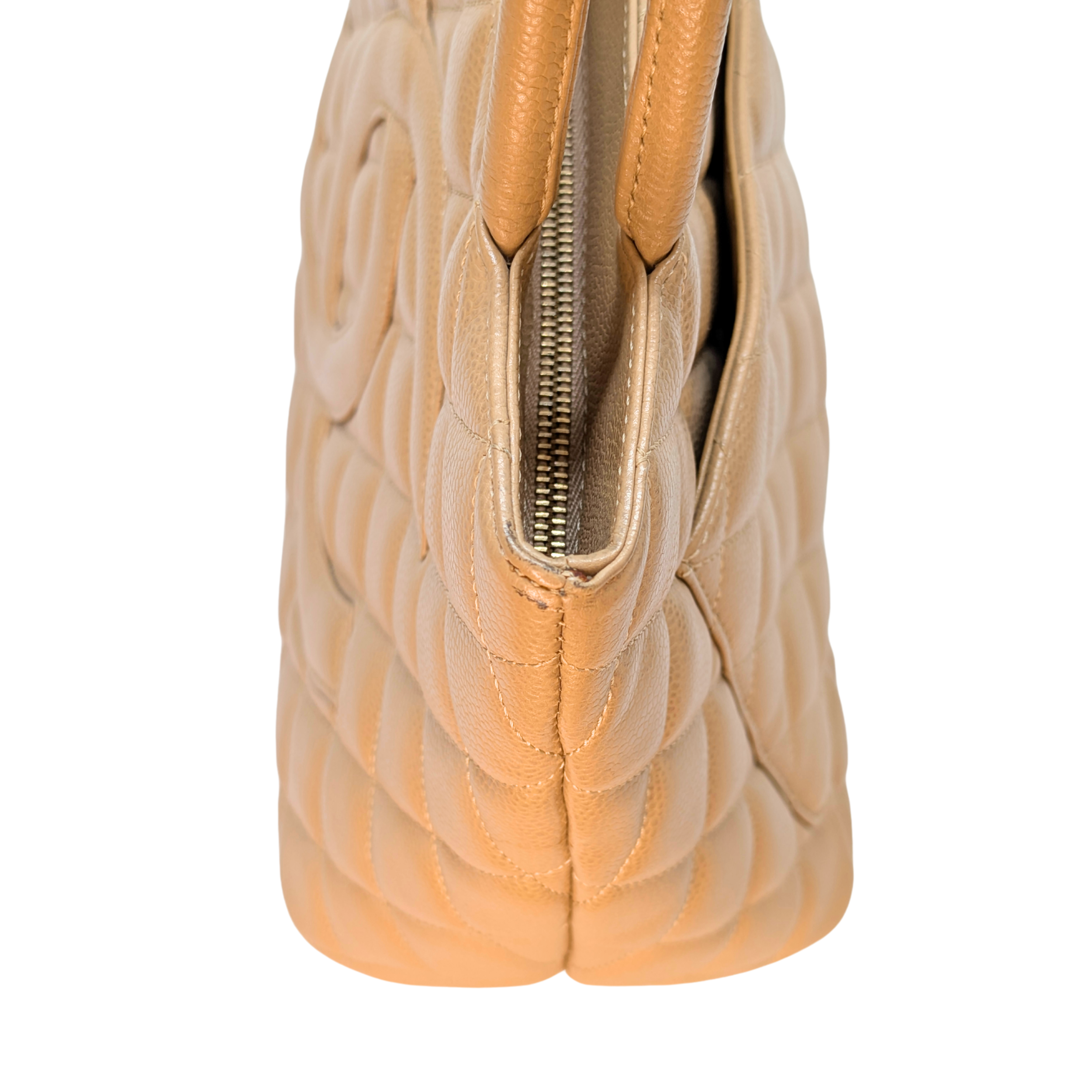 Chanel Caviar Medallion Tote Bag Beige