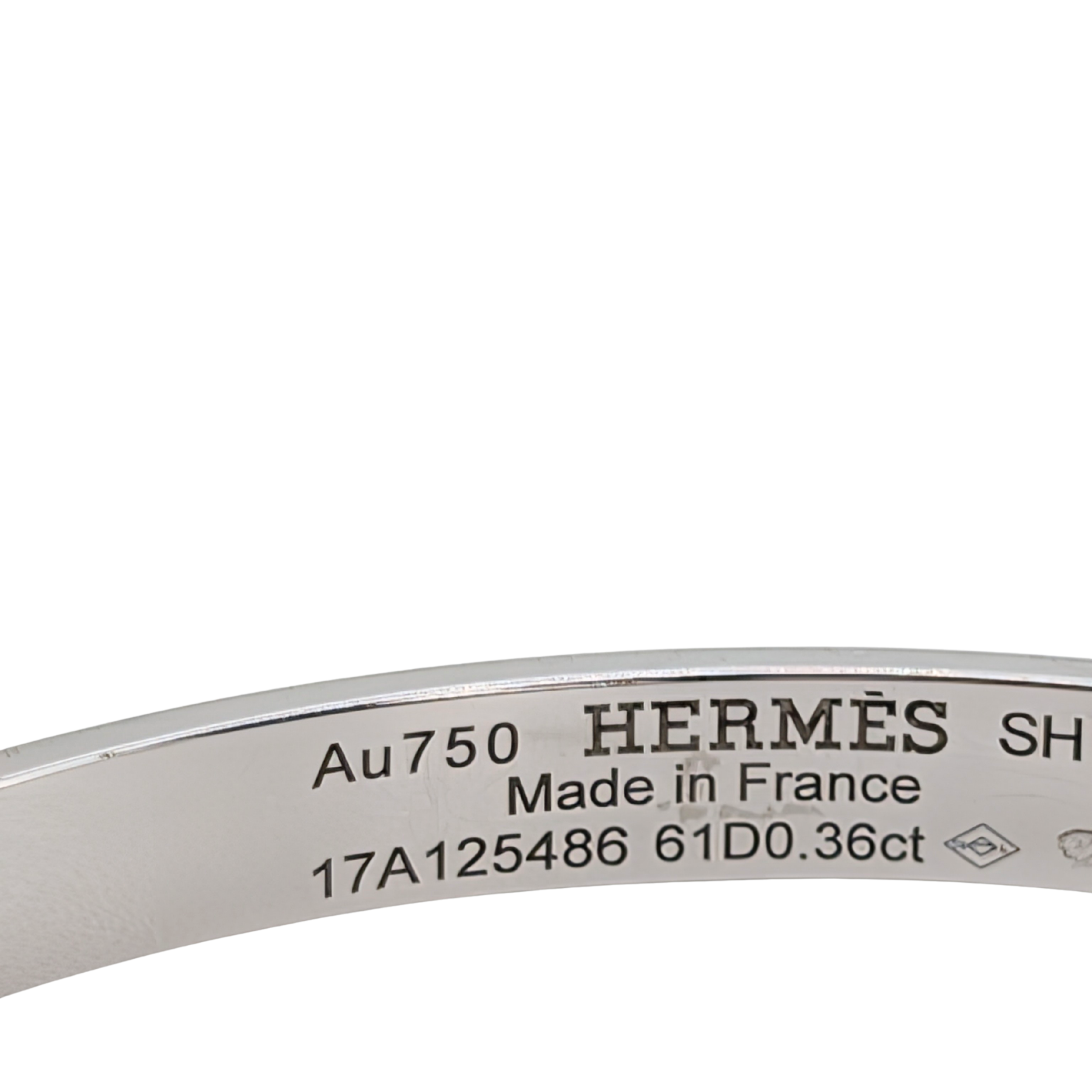 Hermes Kelly Diamond Bracelet Bangle Small SH 18k White Gold