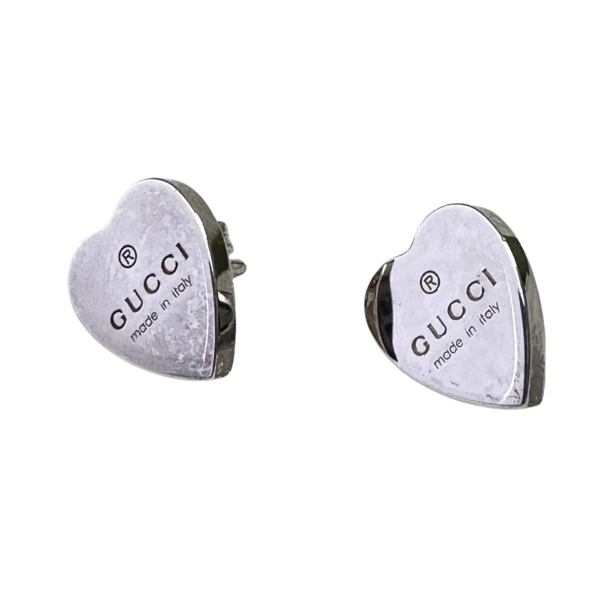 Gucci Heart Stud Earrings 925 Sterling Silver - Lost Designer