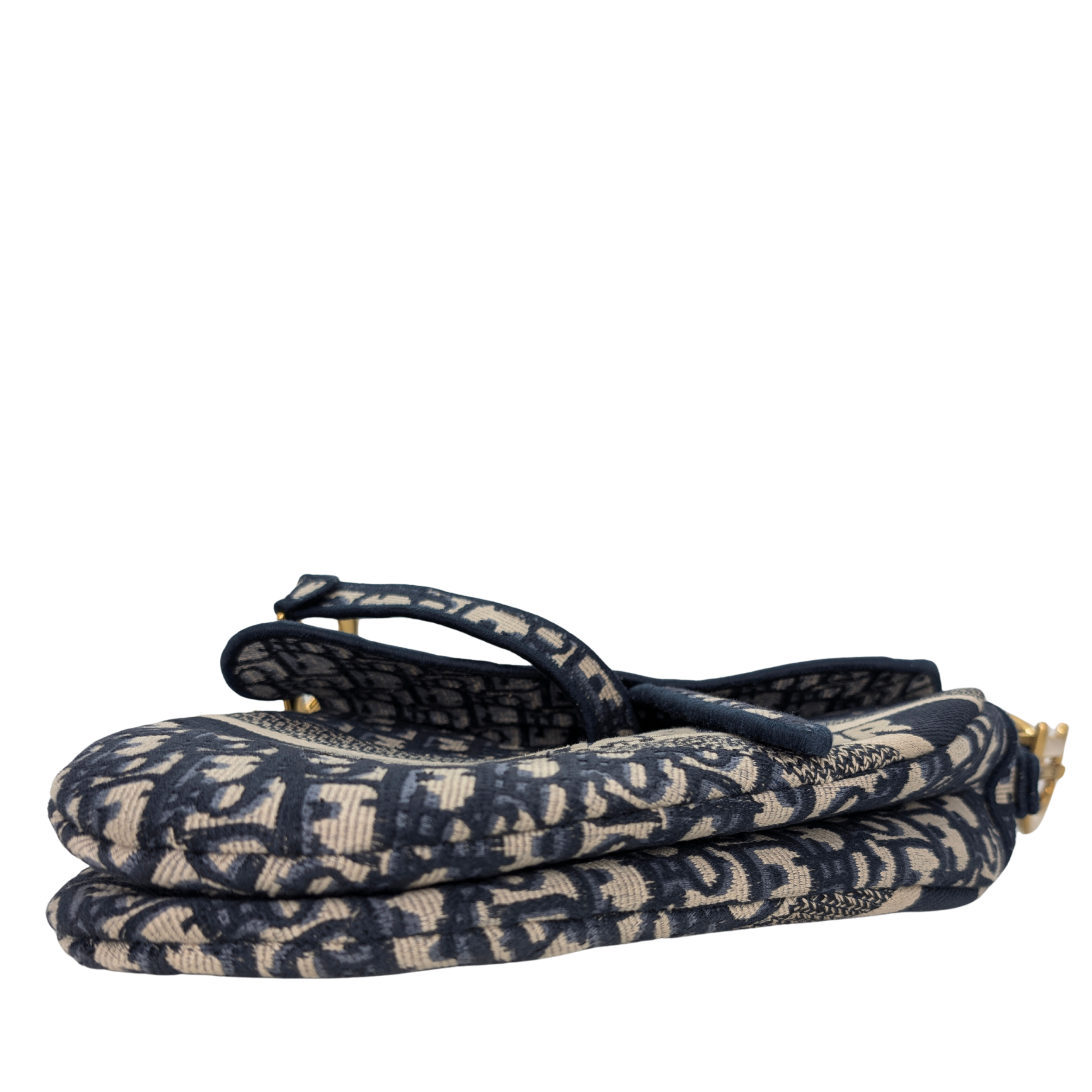 Dior 中号马鞍包 海军蓝 Oblique 花纹 配肩带