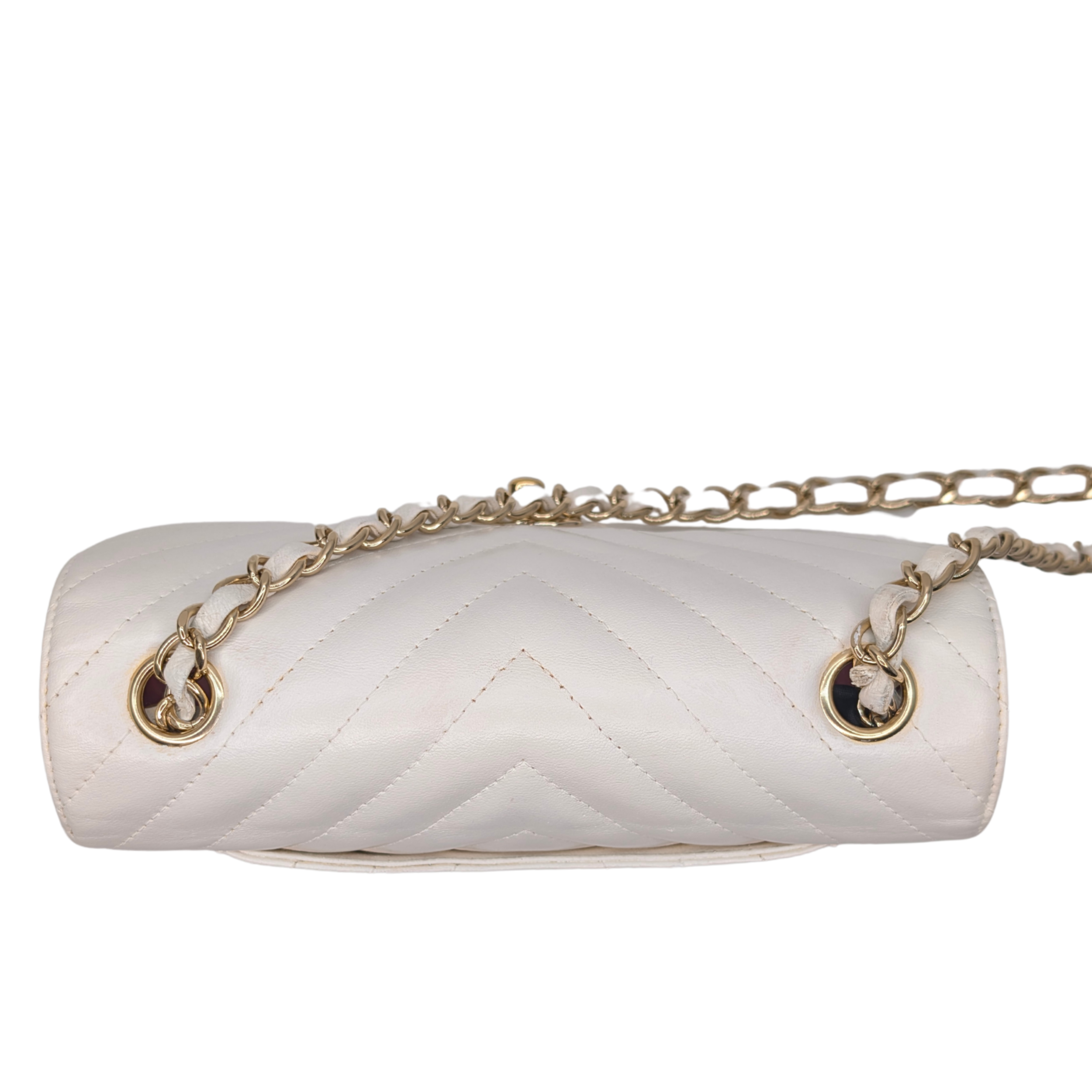 Chanel Mini Flap Bag Chevron lambskin White