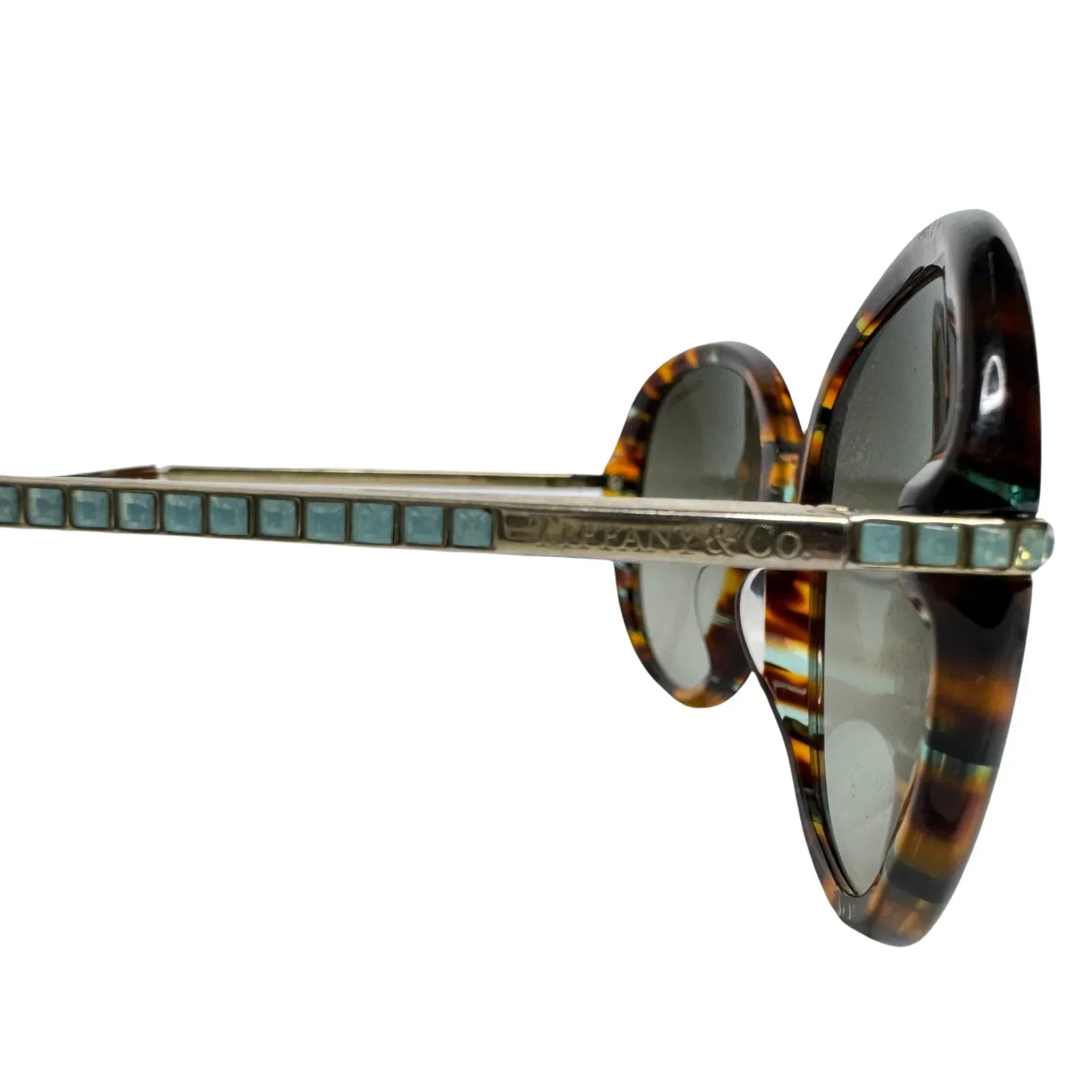 Tiffany & Co. Tortoiseshell Oversized Crystal Arm Sunglasses - Lost Designer