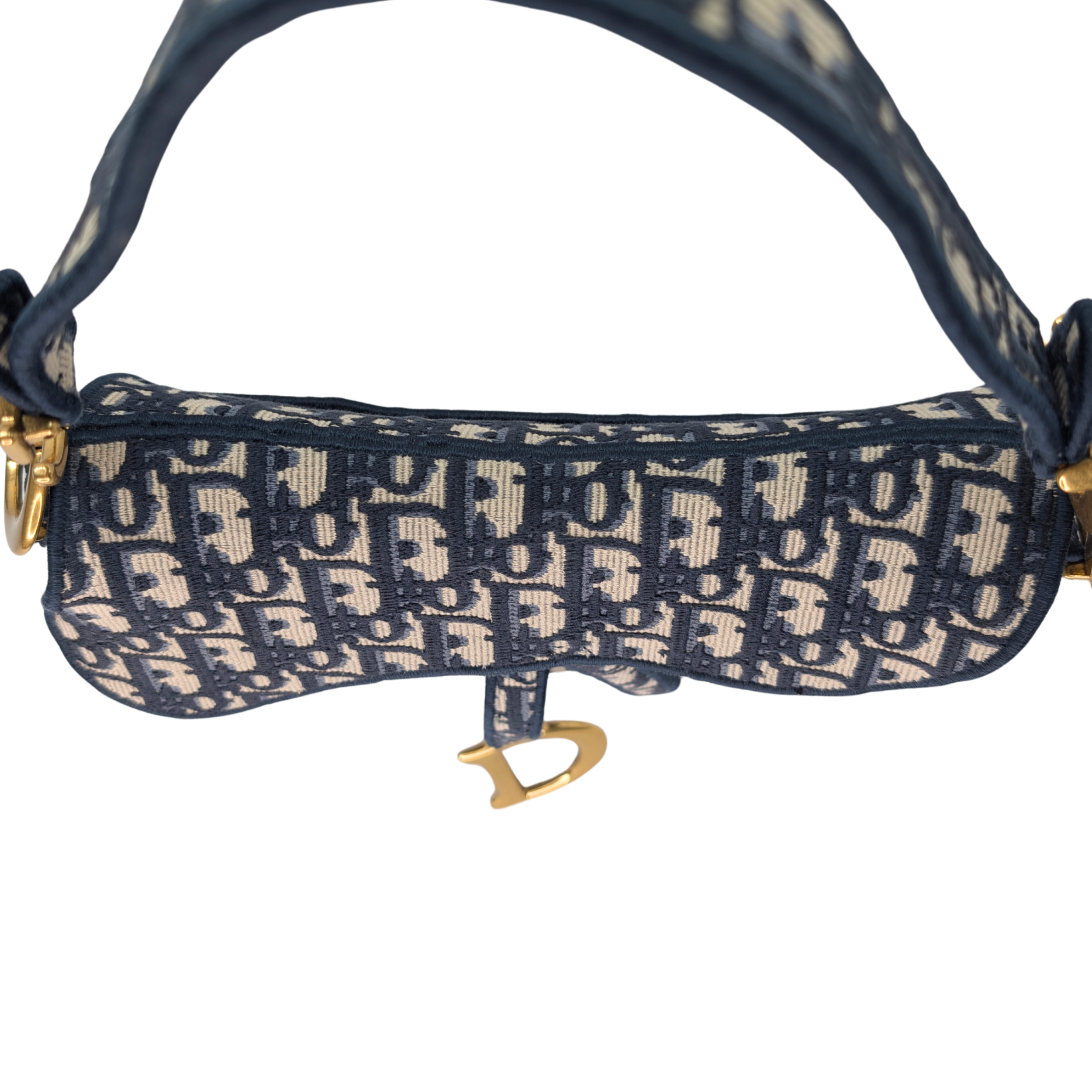 Dior 中号马鞍包 海军蓝 Oblique 花纹 配肩带